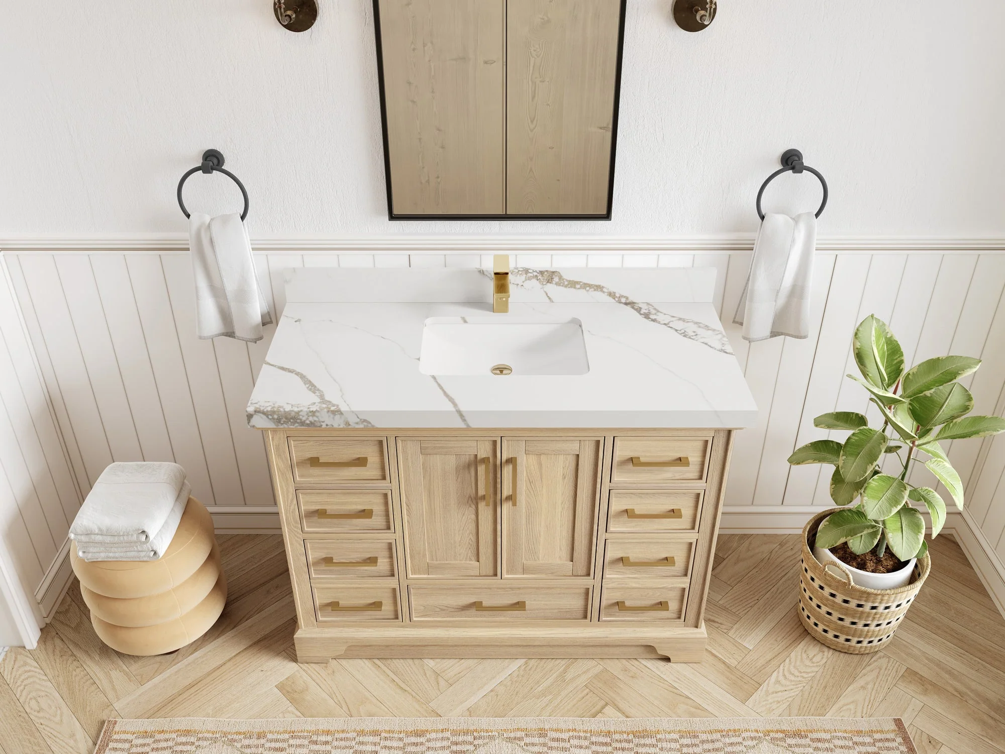 Charlotte White Oak 48 in. W x 22 in. D Single Sink Bathroom Vanity - Image 16