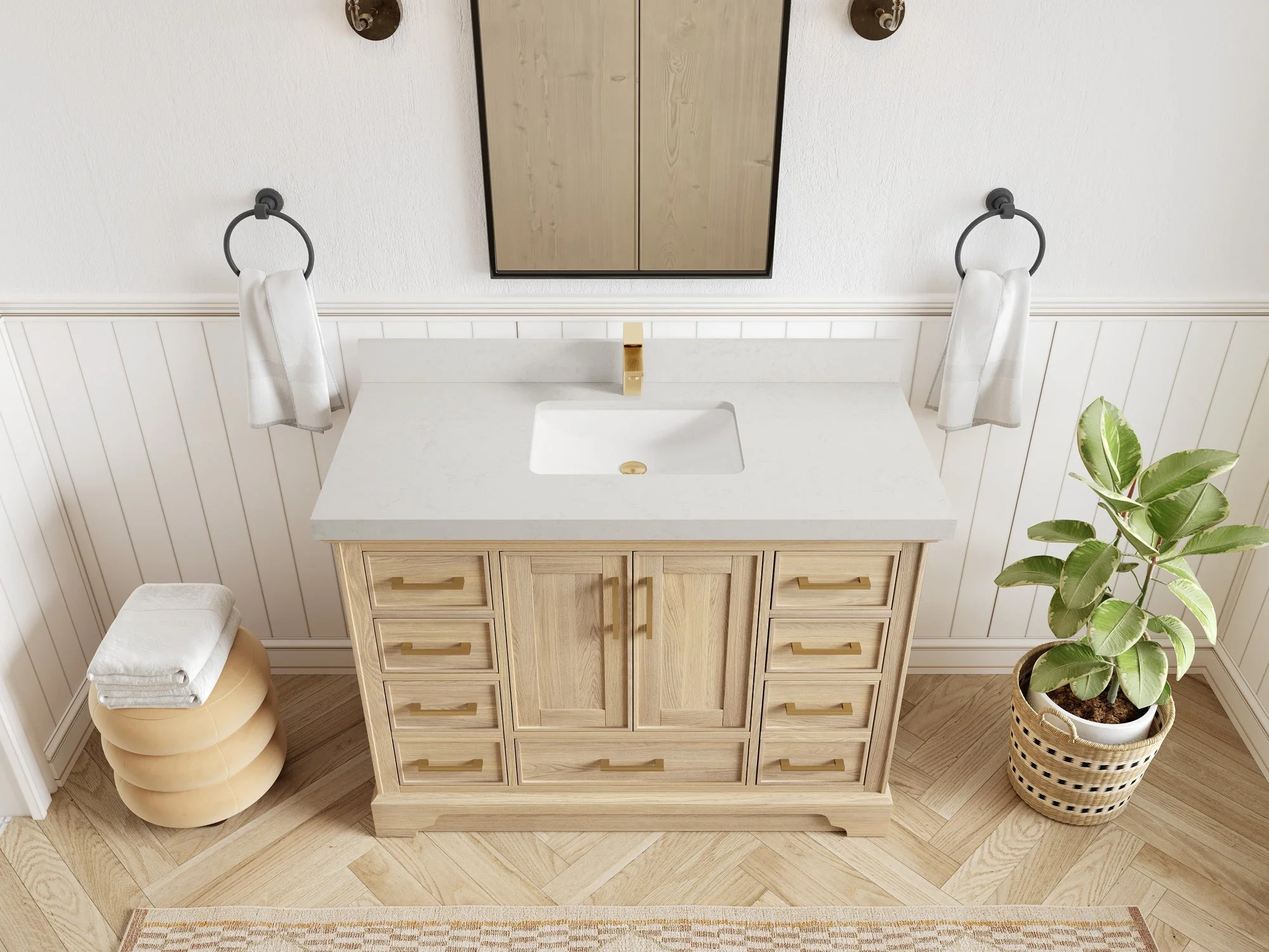 Charlotte White Oak 48 in. W x 22 in. D Single Sink Bathroom Vanity - Image 28
