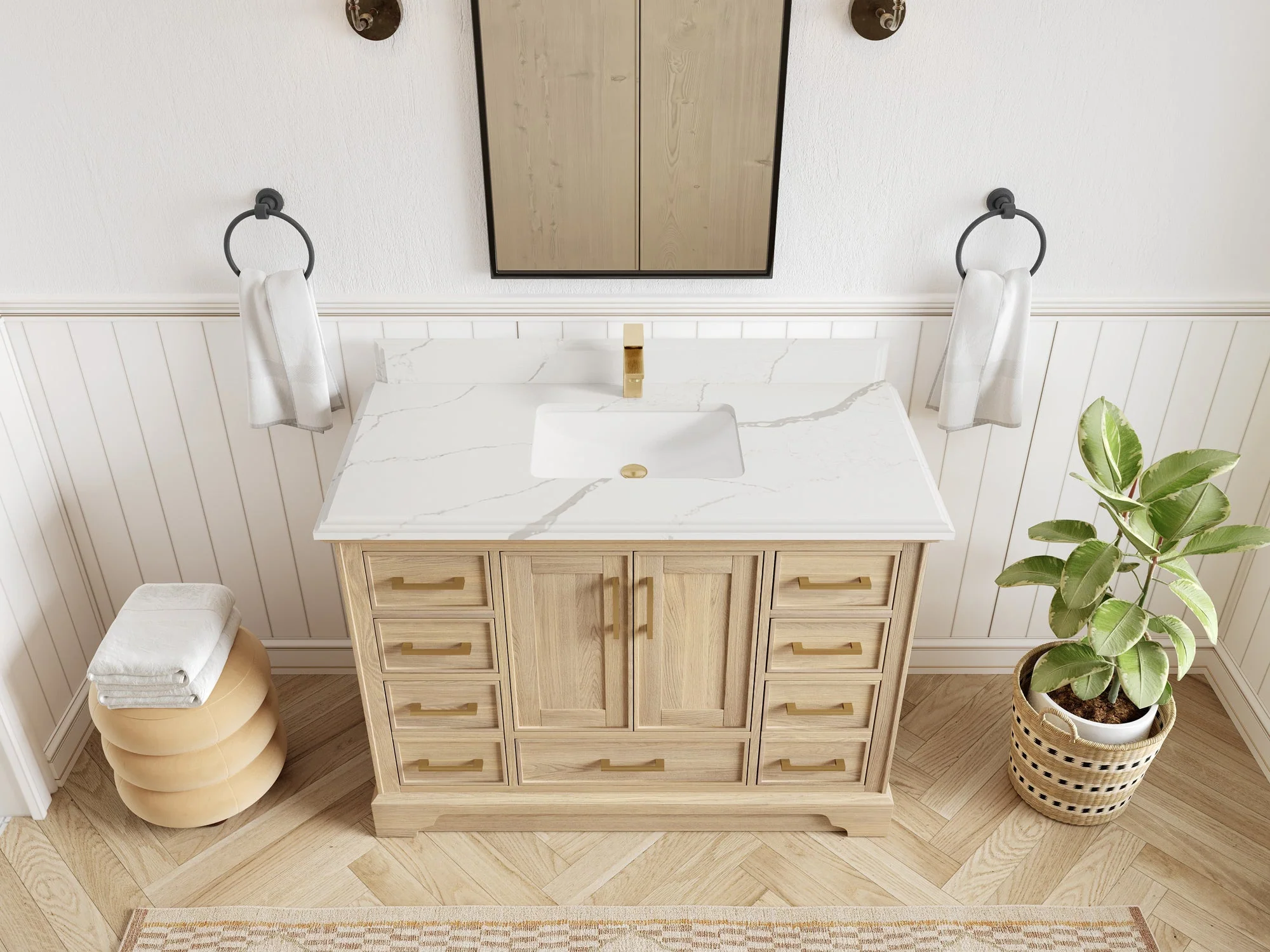 Charlotte White Oak 48 in. W x 22 in. D Single Sink Bathroom Vanity - Image 30