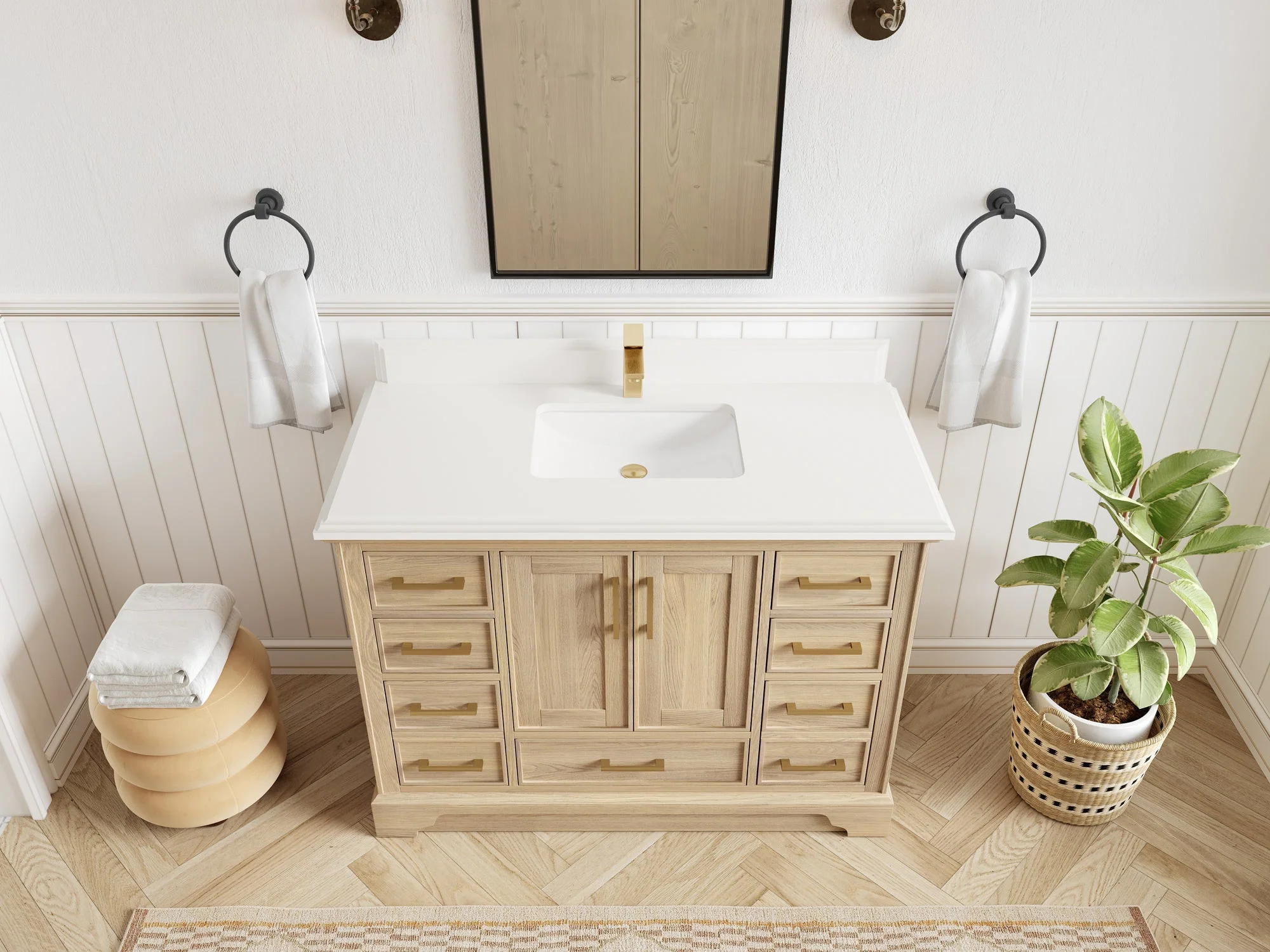 Charlotte White Oak 48 in. W x 22 in. D Single Sink Bathroom Vanity - Image 34