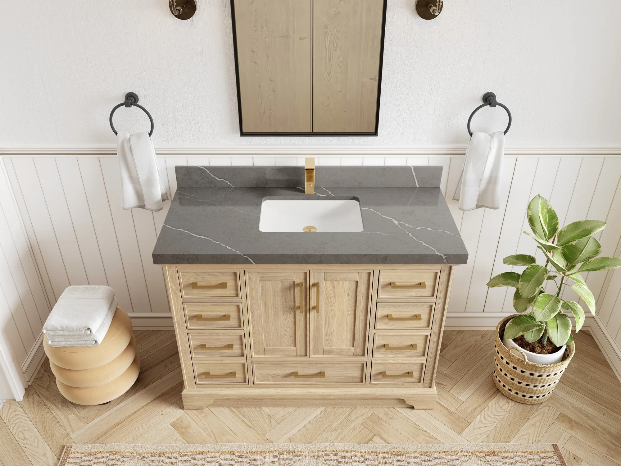 Charlotte White Oak 48 in. W x 22 in. D Single Sink Bathroom Vanity - Image 40