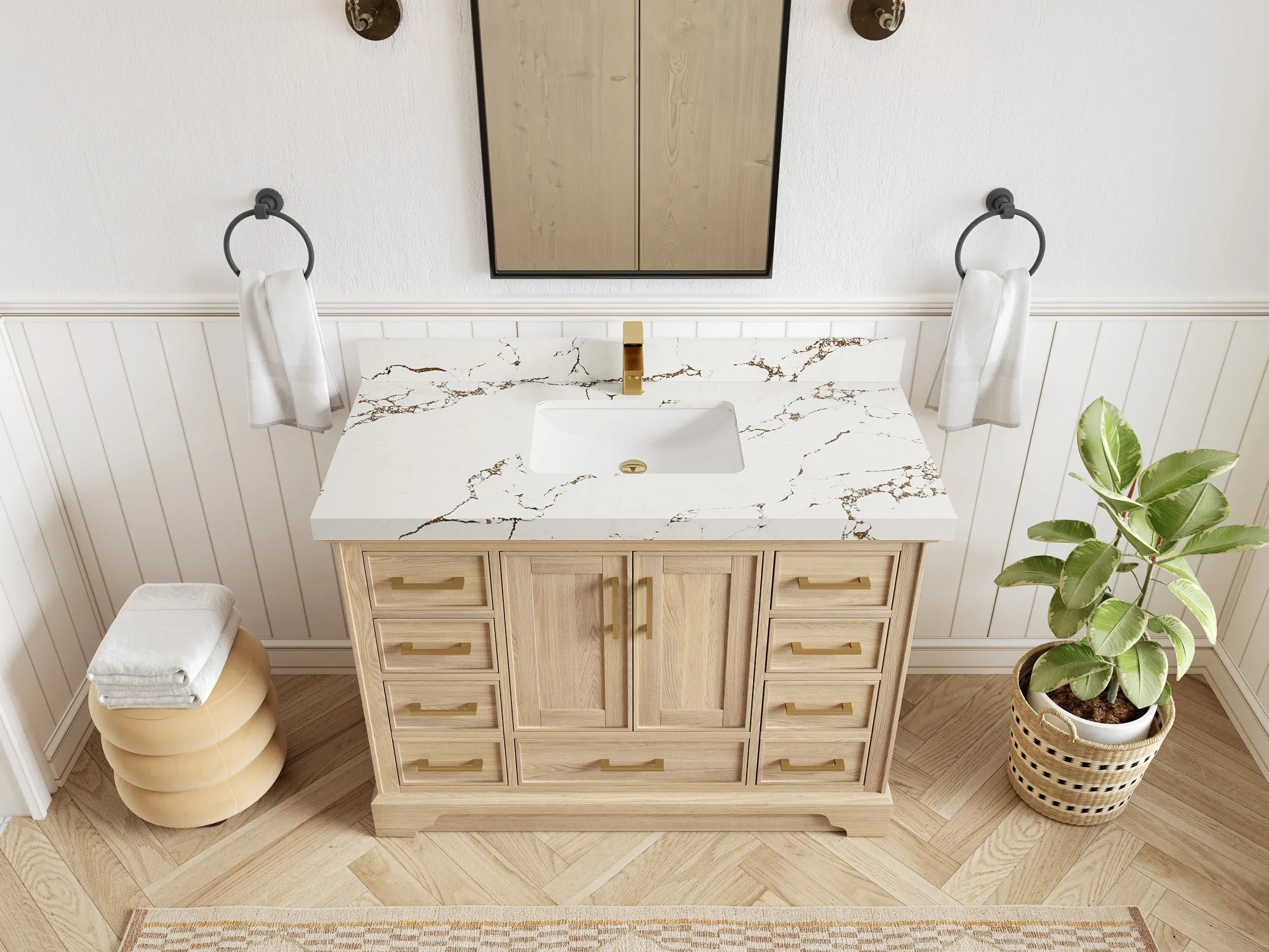 Charlotte White Oak 48 in. W x 22 in. D Single Sink Bathroom Vanity - Image 42