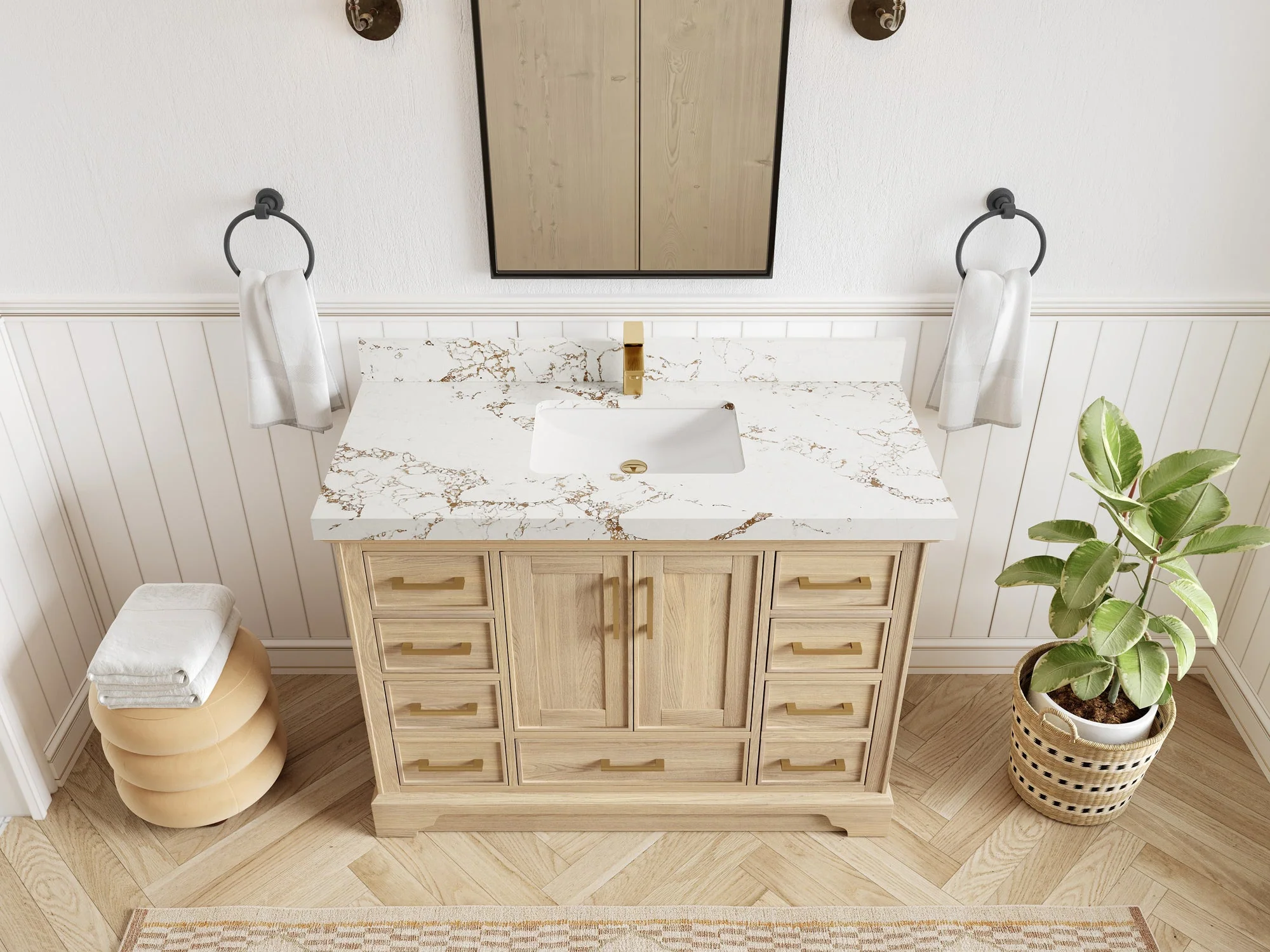 Charlotte White Oak 48 in. W x 22 in. D Single Sink Bathroom Vanity - Image 44