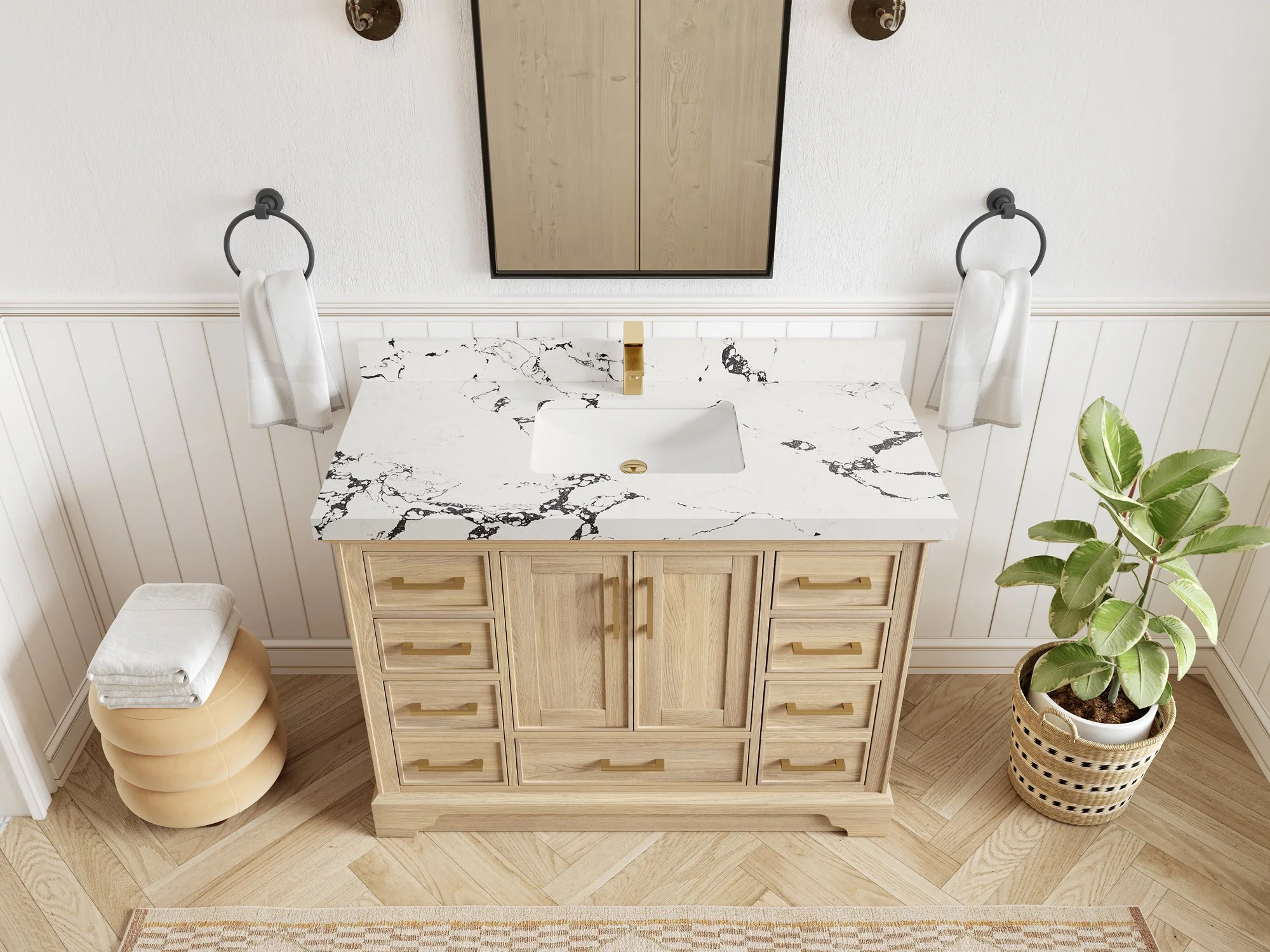Charlotte White Oak 48 in. W x 22 in. D Single Sink Bathroom Vanity - Image 46