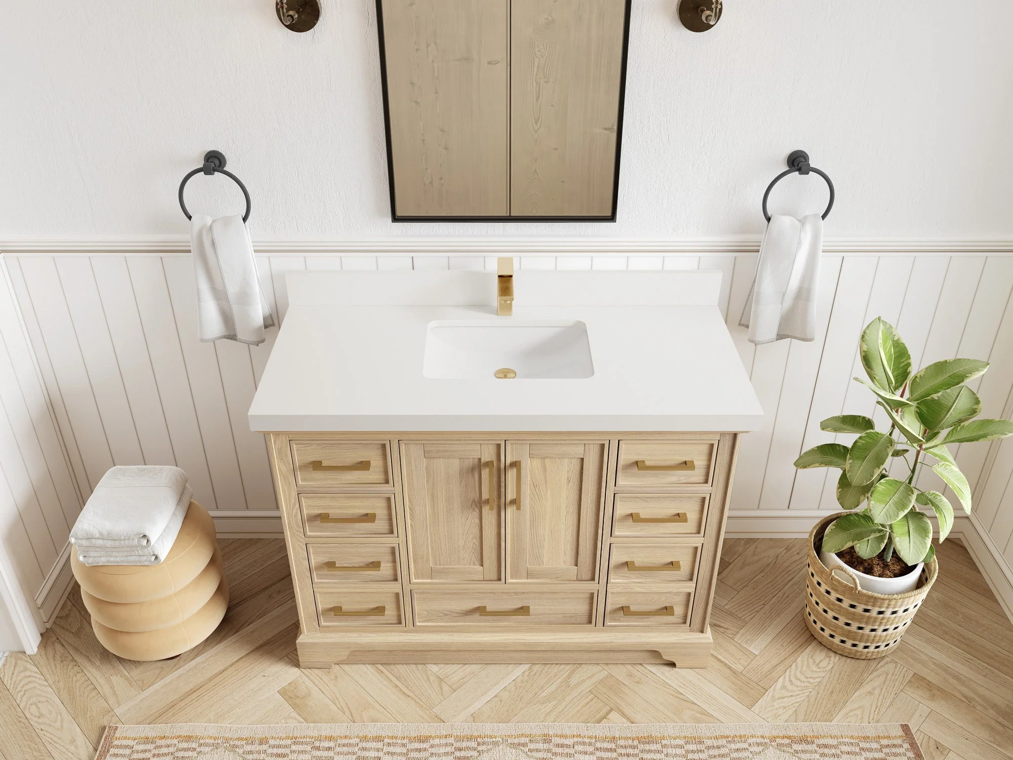 Charlotte White Oak 48 in. W x 22 in. D Single Sink Bathroom Vanity - Image 50