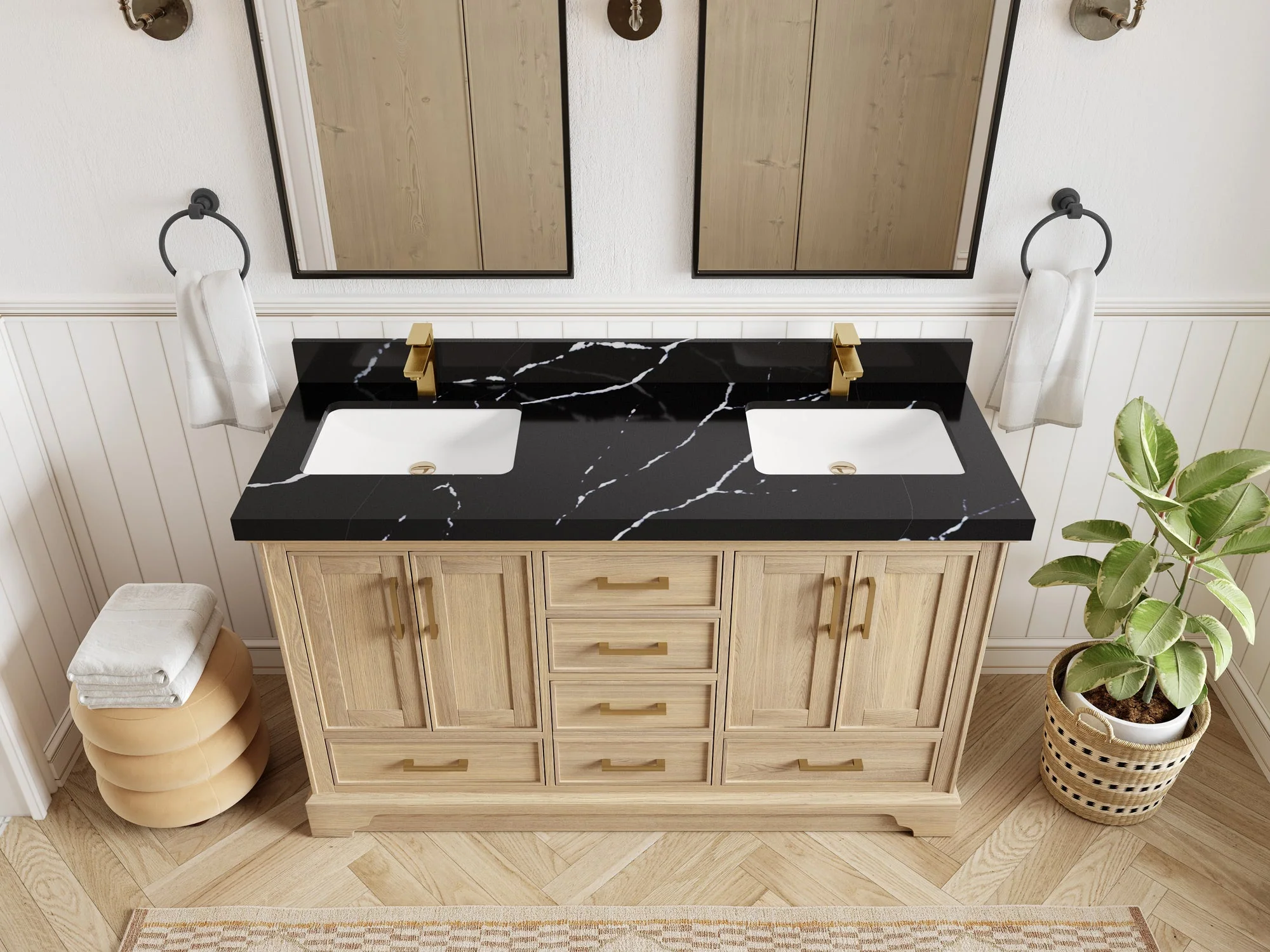 Charlotte White Oak 60 in. W x 22 in. D Double Sink Bathroom Vanity - Image 14