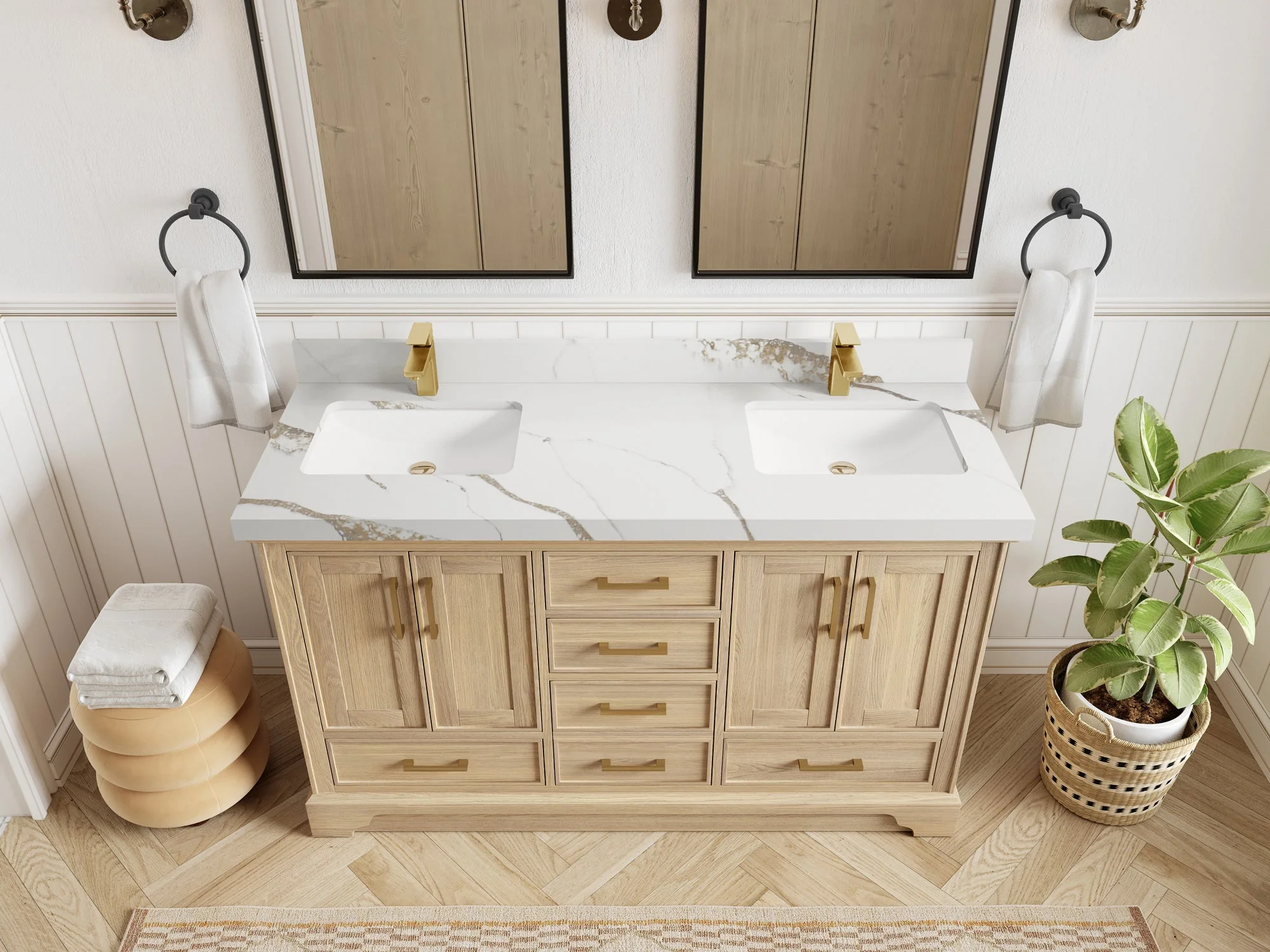 Charlotte White Oak 60 in. W x 22 in. D Double Sink Bathroom Vanity - Image 16