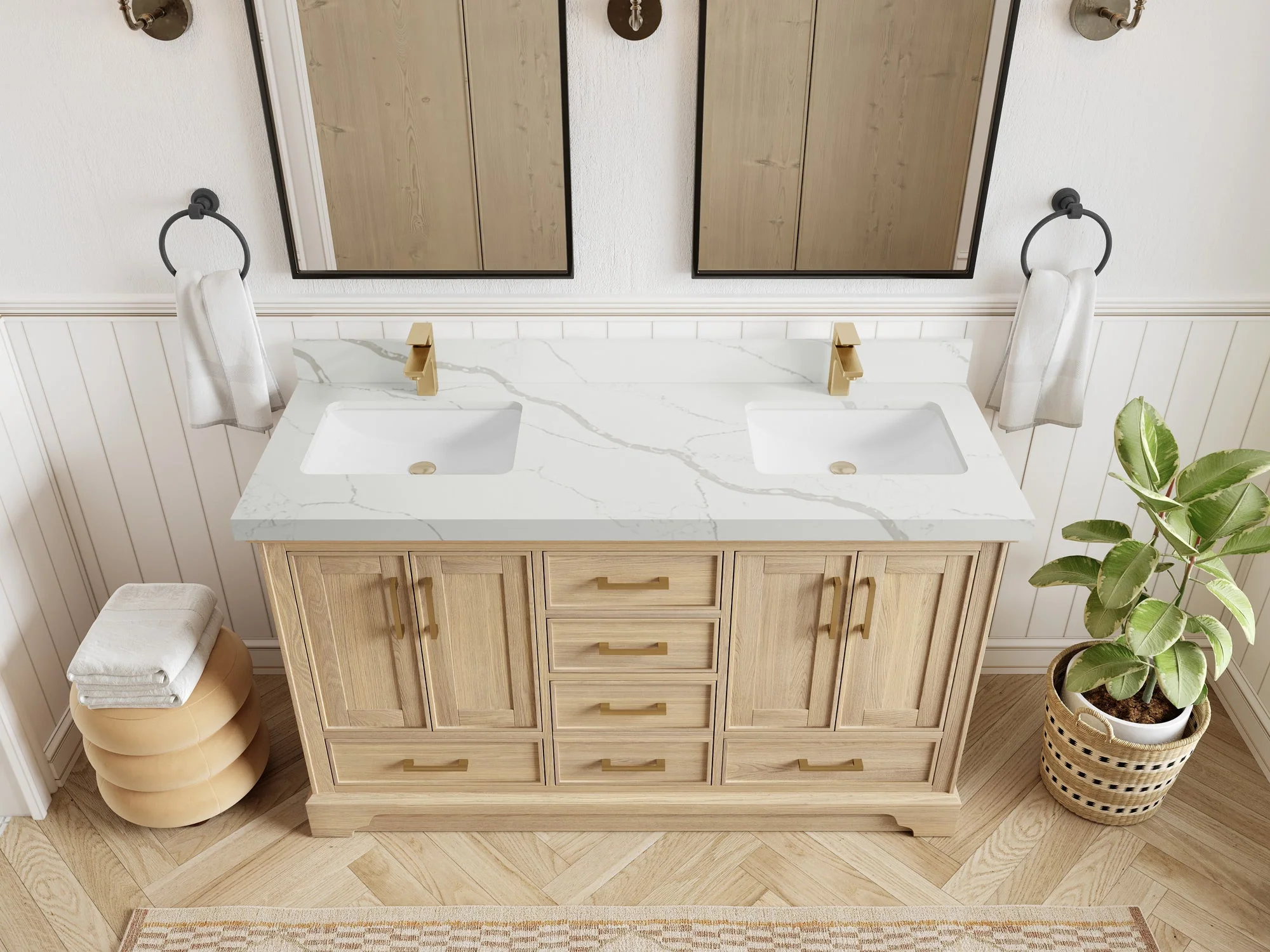 Charlotte White Oak 60 in. W x 22 in. D Double Sink Bathroom Vanity - Image 18