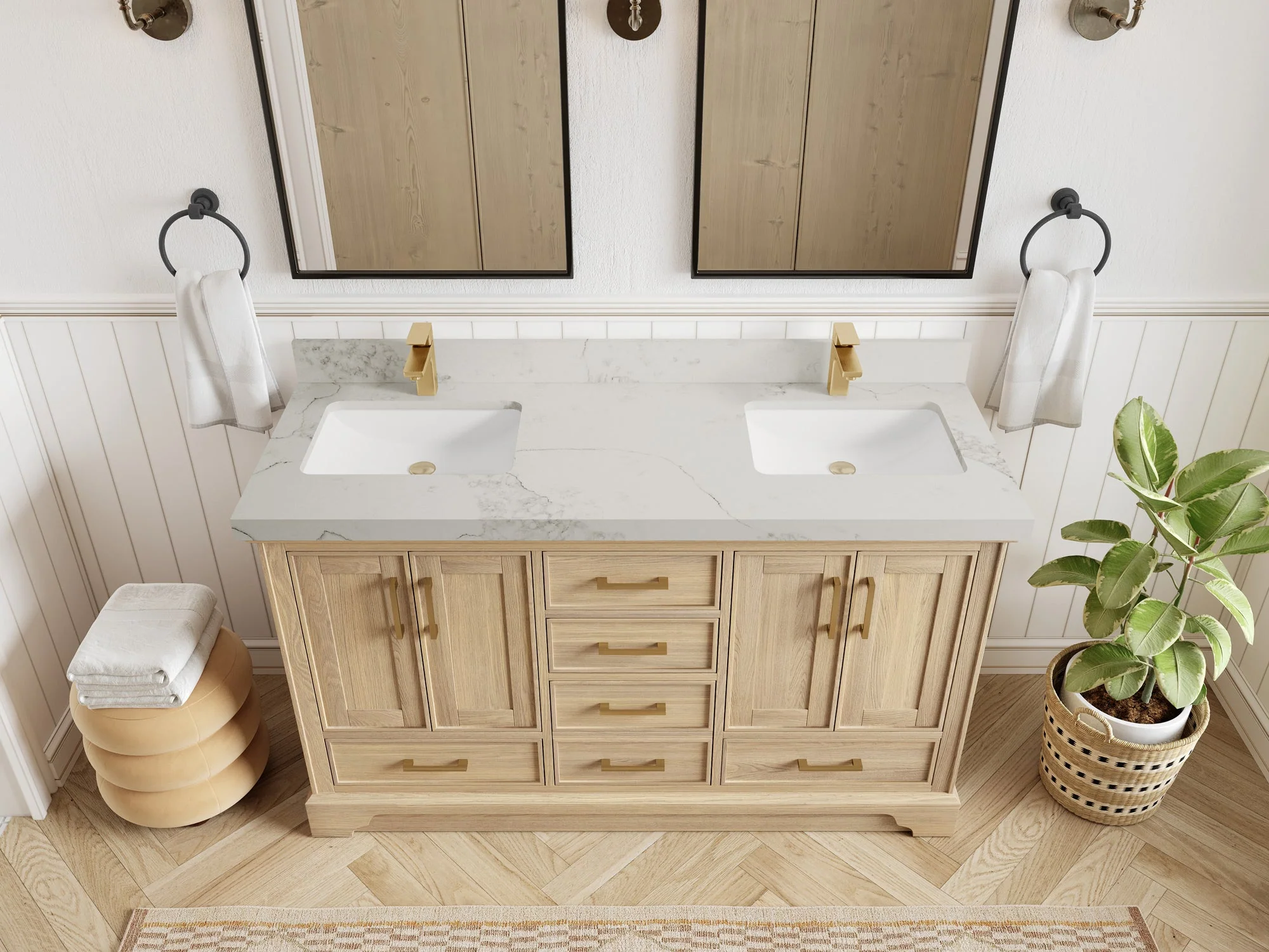 Charlotte White Oak 60 in. W x 22 in. D Double Sink Bathroom Vanity - Image 20
