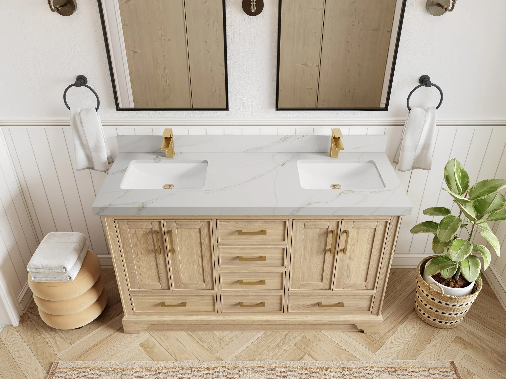 Charlotte White Oak 60 in. W x 22 in. D Double Sink Bathroom Vanity - Image 22