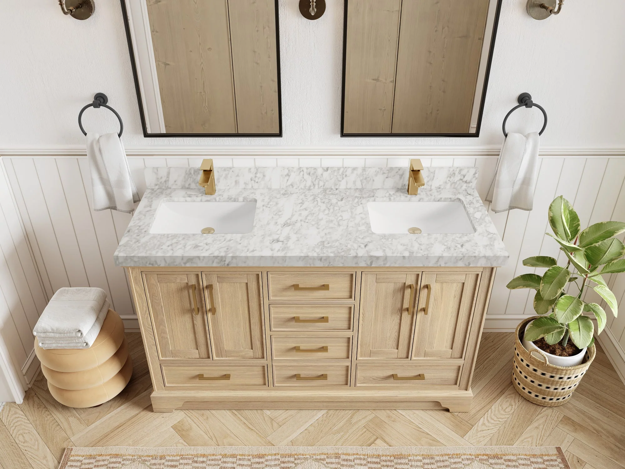 Charlotte White Oak 60 in. W x 22 in. D Double Sink Bathroom Vanity - Image 24