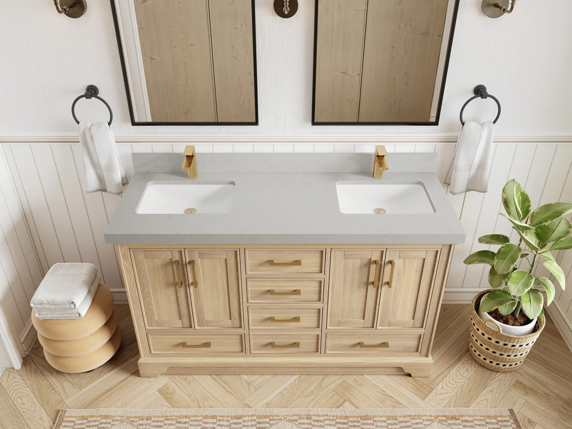 Charlotte White Oak 60 in. W x 22 in. D Double Sink Bathroom Vanity - Image 26