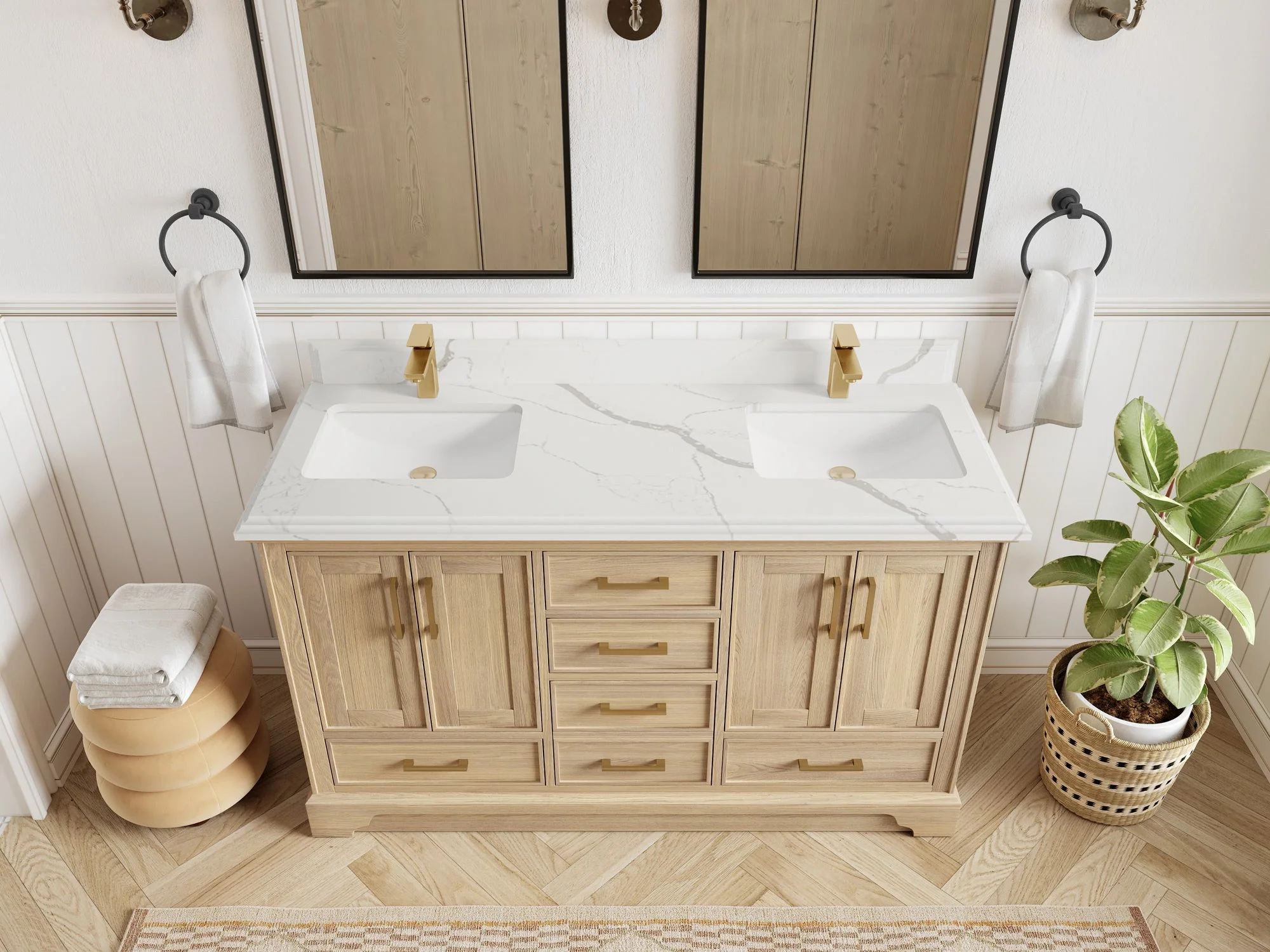 Charlotte White Oak 60 in. W x 22 in. D Double Sink Bathroom Vanity - Image 28