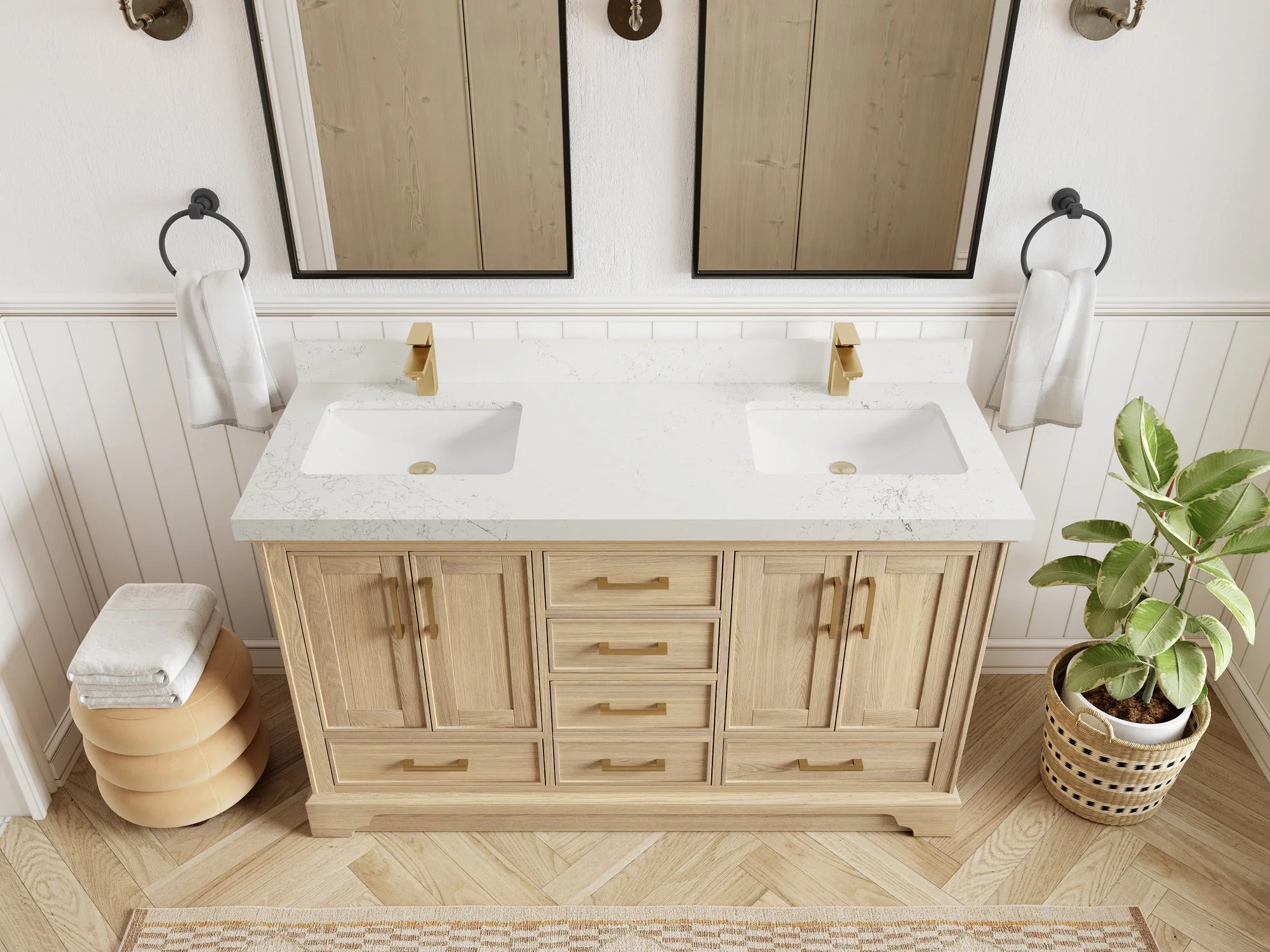 Charlotte White Oak 60 in. W x 22 in. D Double Sink Bathroom Vanity - Image 33