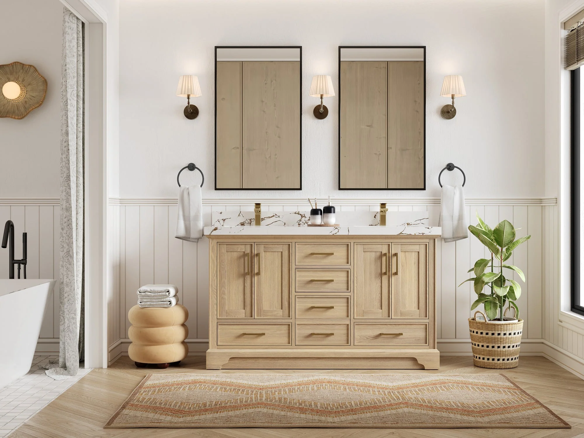 Charlotte White Oak 60 in. W x 22 in. D Double Sink Bathroom Vanity - Image 4