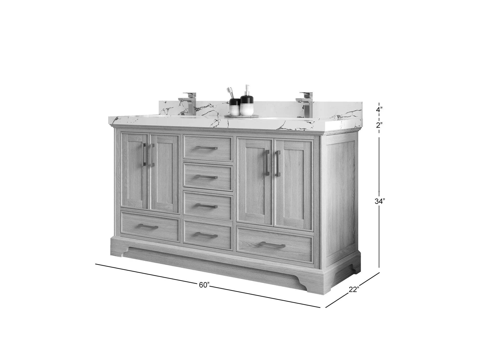 Charlotte White Oak 60 in. W x 22 in. D Double Sink Bathroom Vanity - Image 5