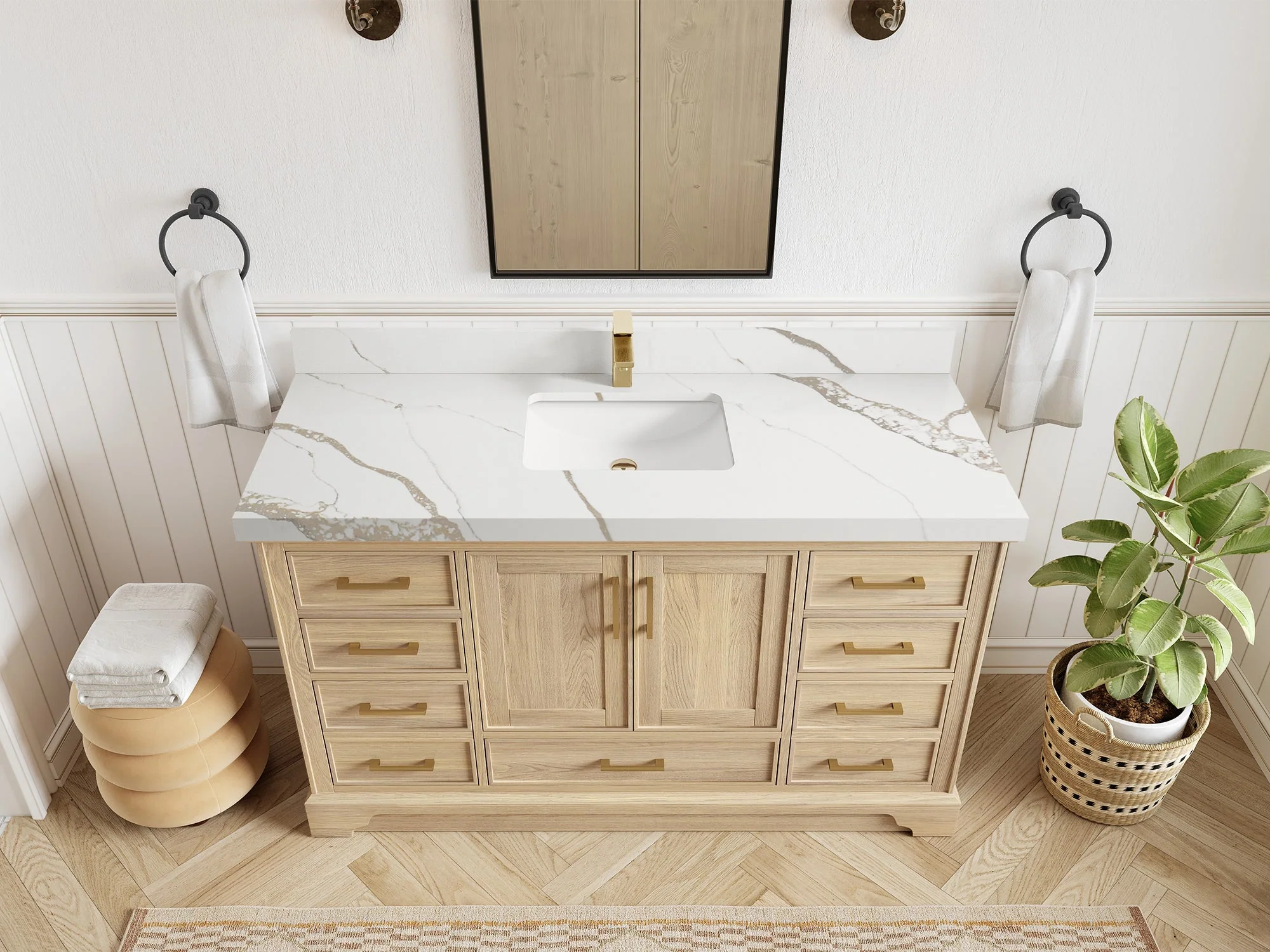 Charlotte White Oak 60 in. W x 22 in. D Single Sink Bathroom Vanity - Image 16