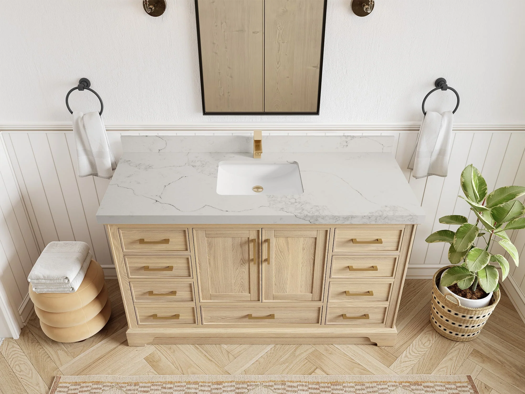Charlotte White Oak 60 in. W x 22 in. D Single Sink Bathroom Vanity - Image 20