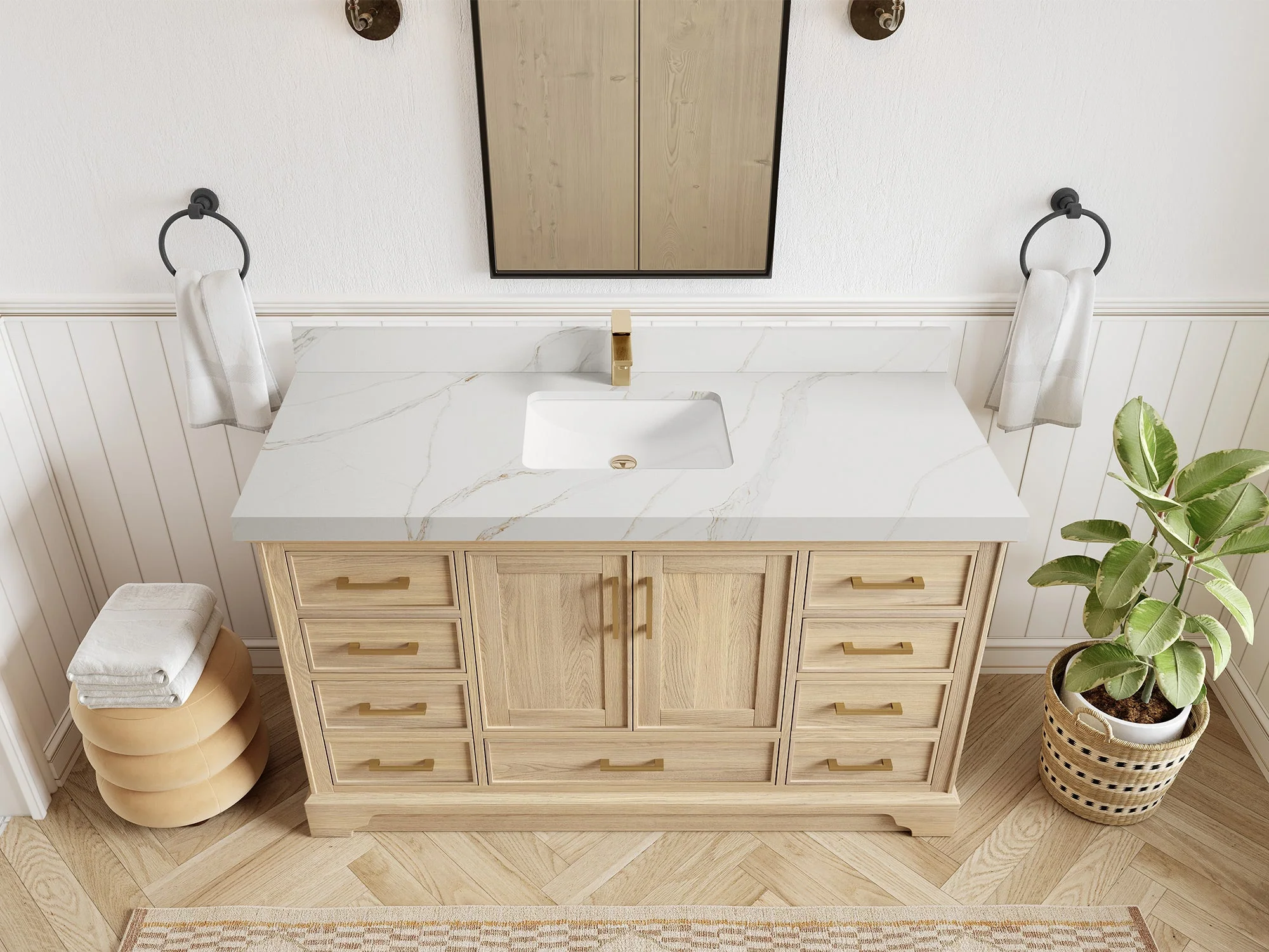 Charlotte White Oak 60 in. W x 22 in. D Single Sink Bathroom Vanity - Image 24
