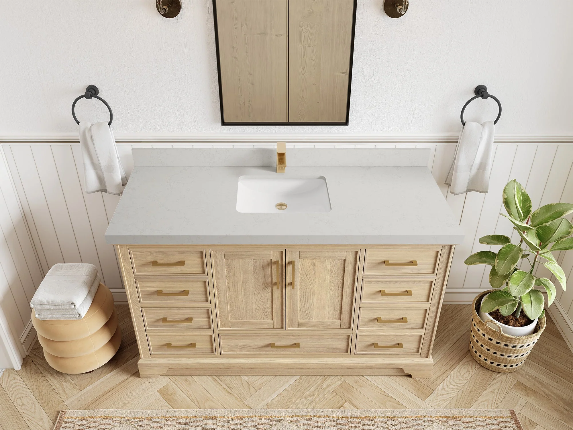 Charlotte White Oak 60 in. W x 22 in. D Single Sink Bathroom Vanity - Image 28