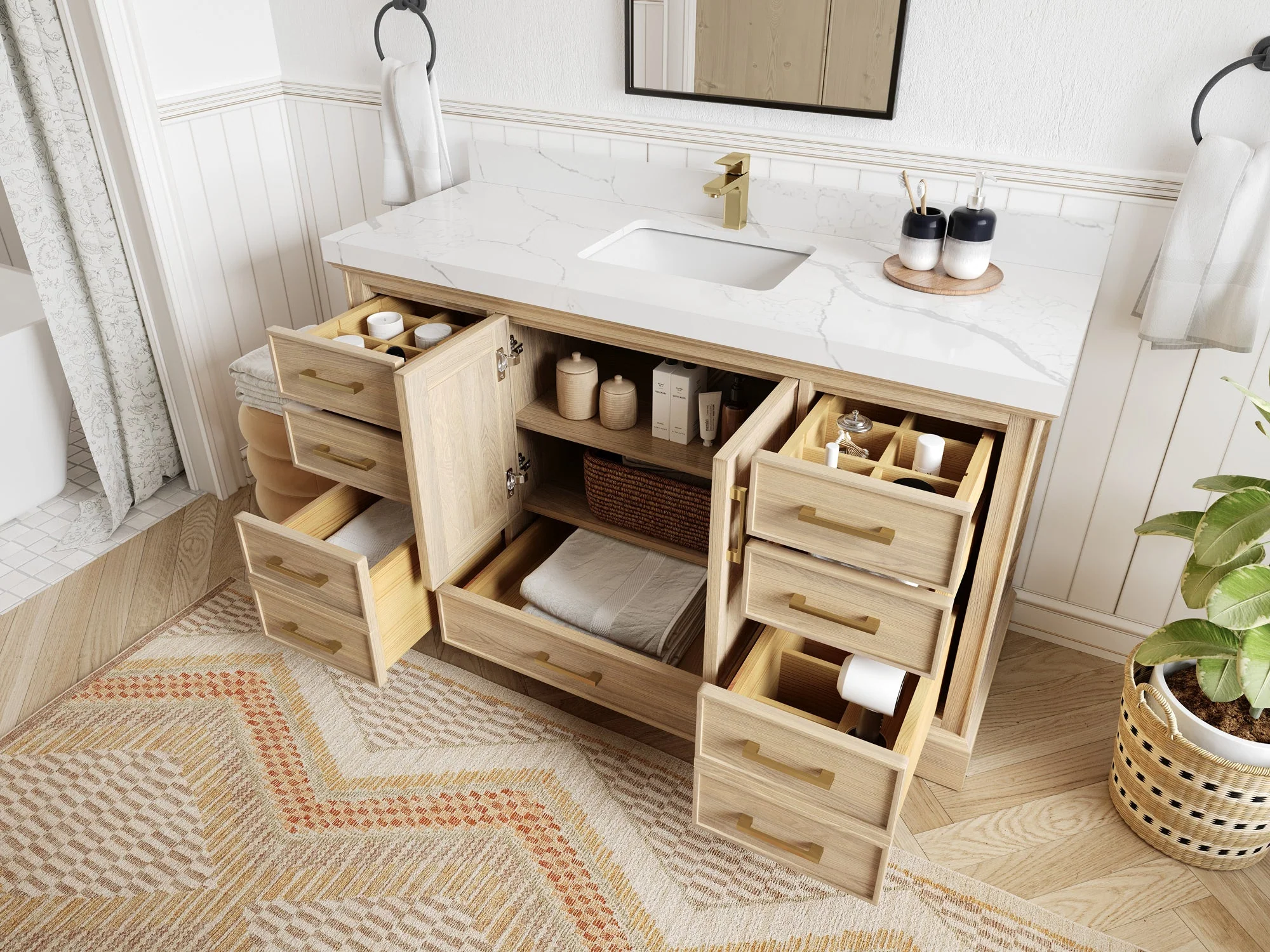 Charlotte White Oak 60 in. W x 22 in. D Single Sink Bathroom Vanity - Image 3