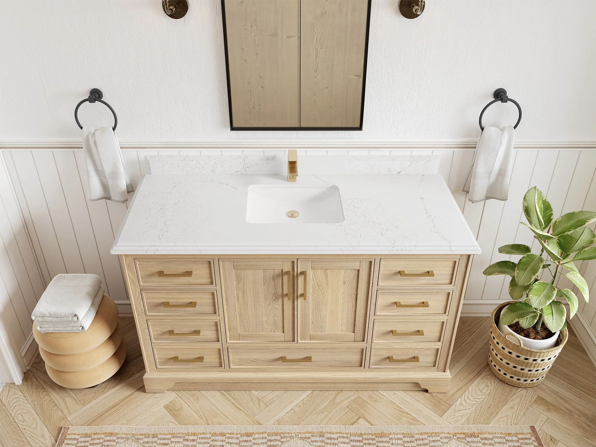 Charlotte White Oak 60 in. W x 22 in. D Single Sink Bathroom Vanity - Image 32