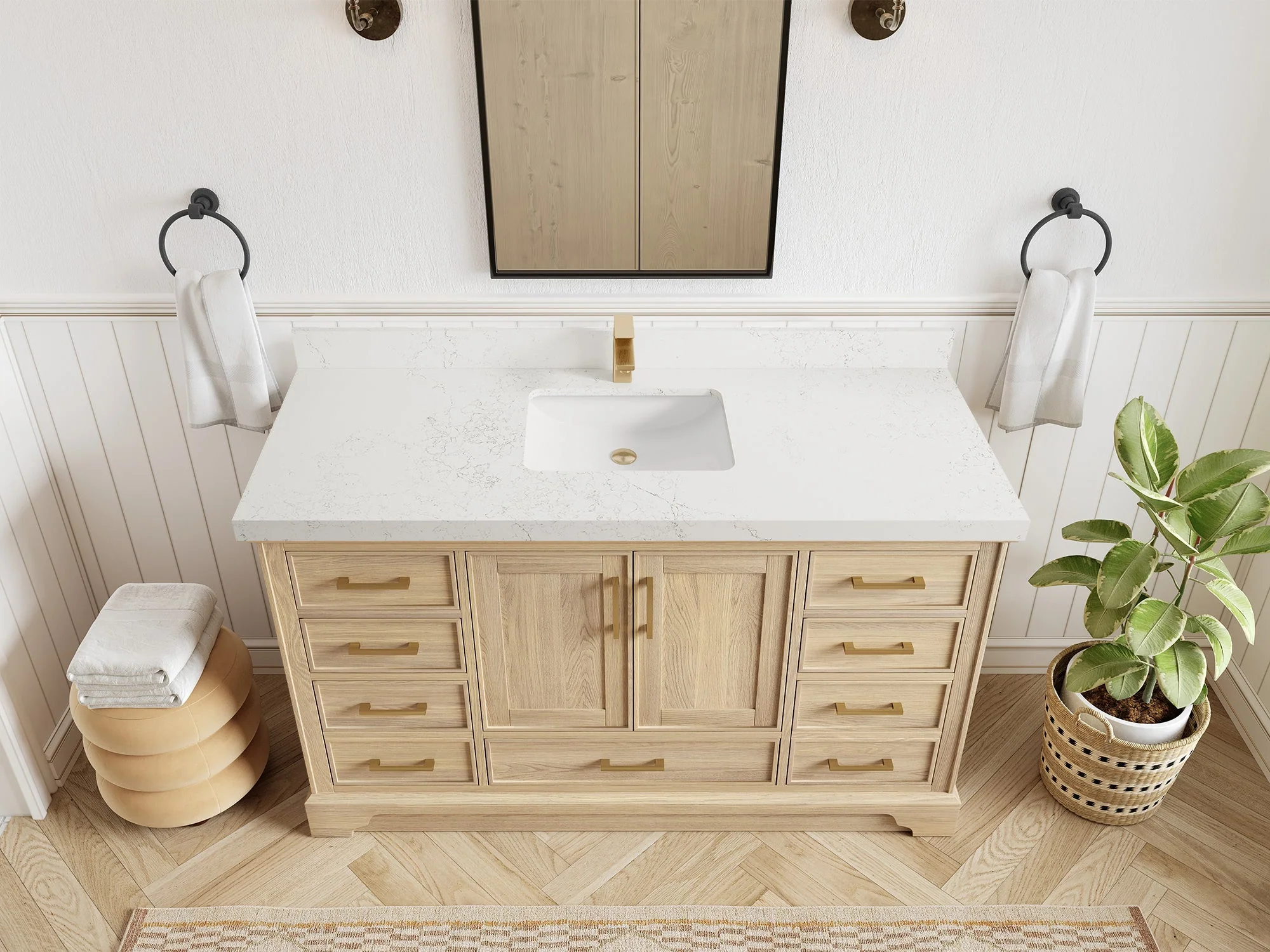 Charlotte White Oak 60 in. W x 22 in. D Single Sink Bathroom Vanity - Image 36