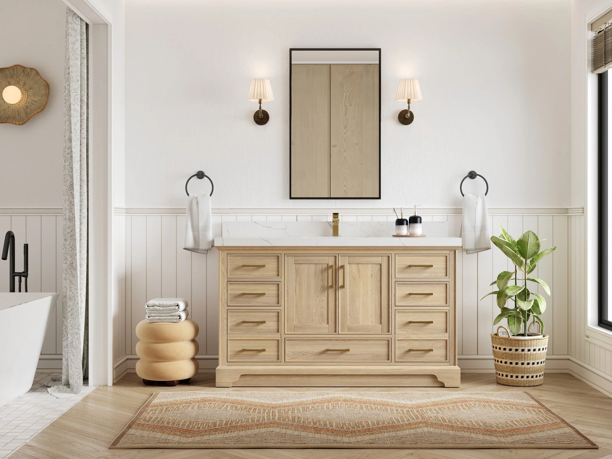 Charlotte White Oak 60 in. W x 22 in. D Single Sink Bathroom Vanity - Image 4
