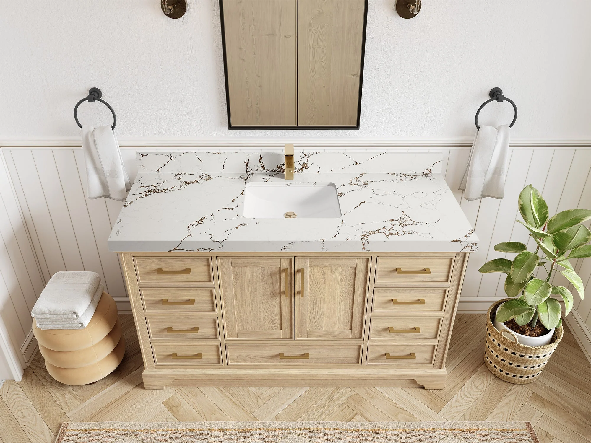 Charlotte White Oak 60 in. W x 22 in. D Single Sink Bathroom Vanity - Image 42