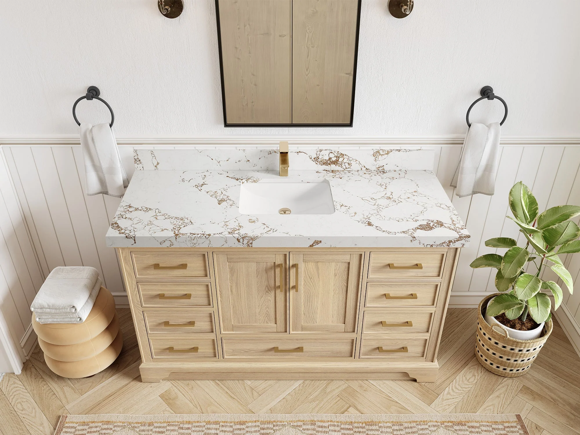 Charlotte White Oak 60 in. W x 22 in. D Single Sink Bathroom Vanity - Image 44