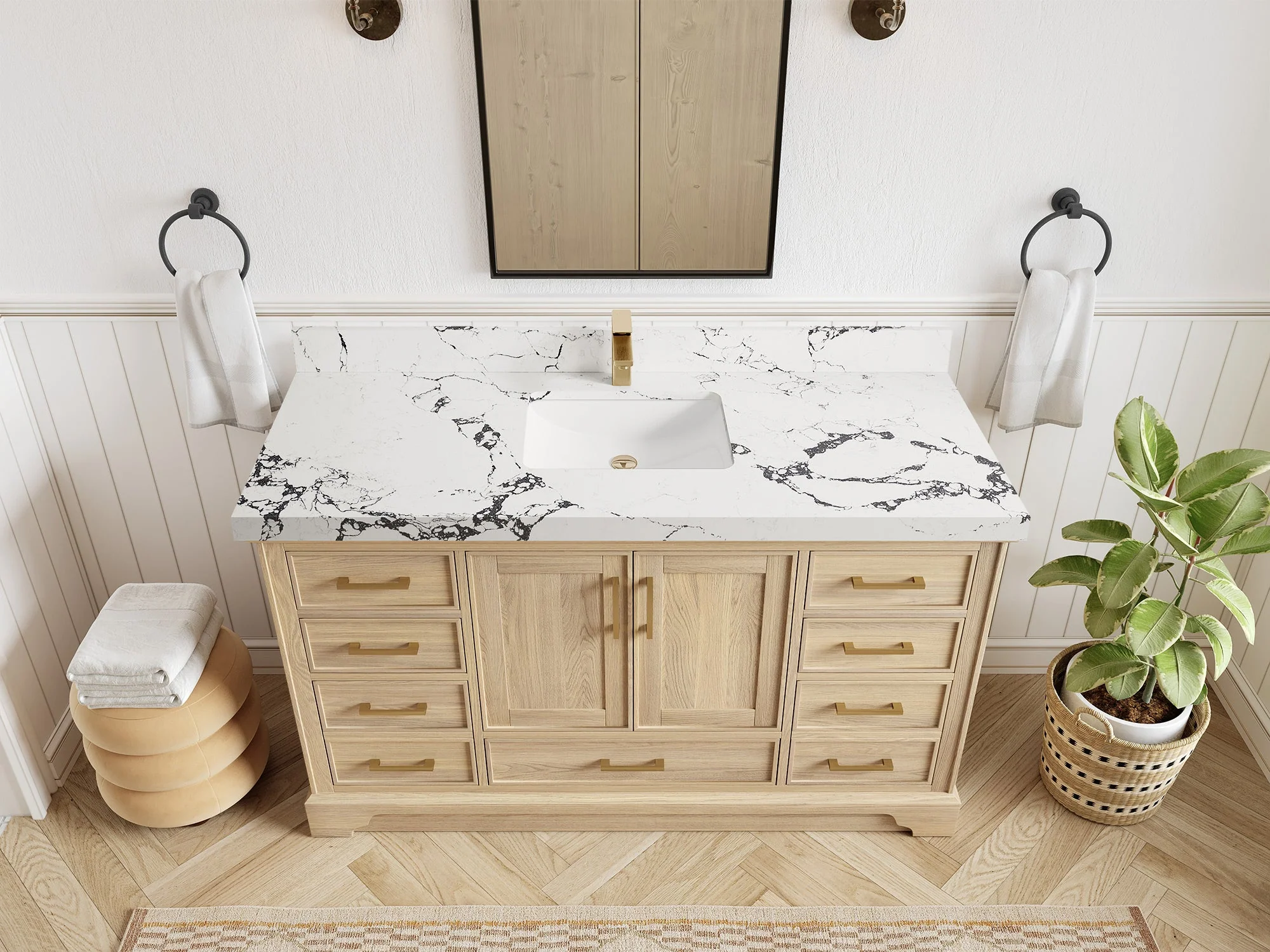 Charlotte White Oak 60 in. W x 22 in. D Single Sink Bathroom Vanity - Image 46