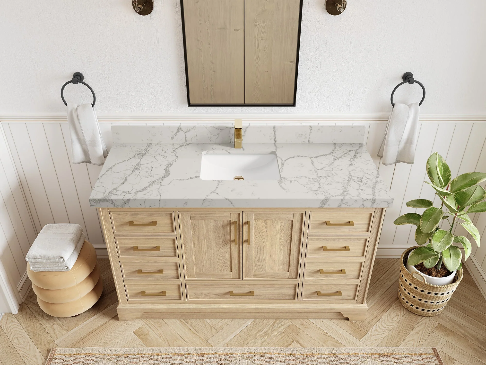 Charlotte White Oak 60 in. W x 22 in. D Single Sink Bathroom Vanity - Image 48