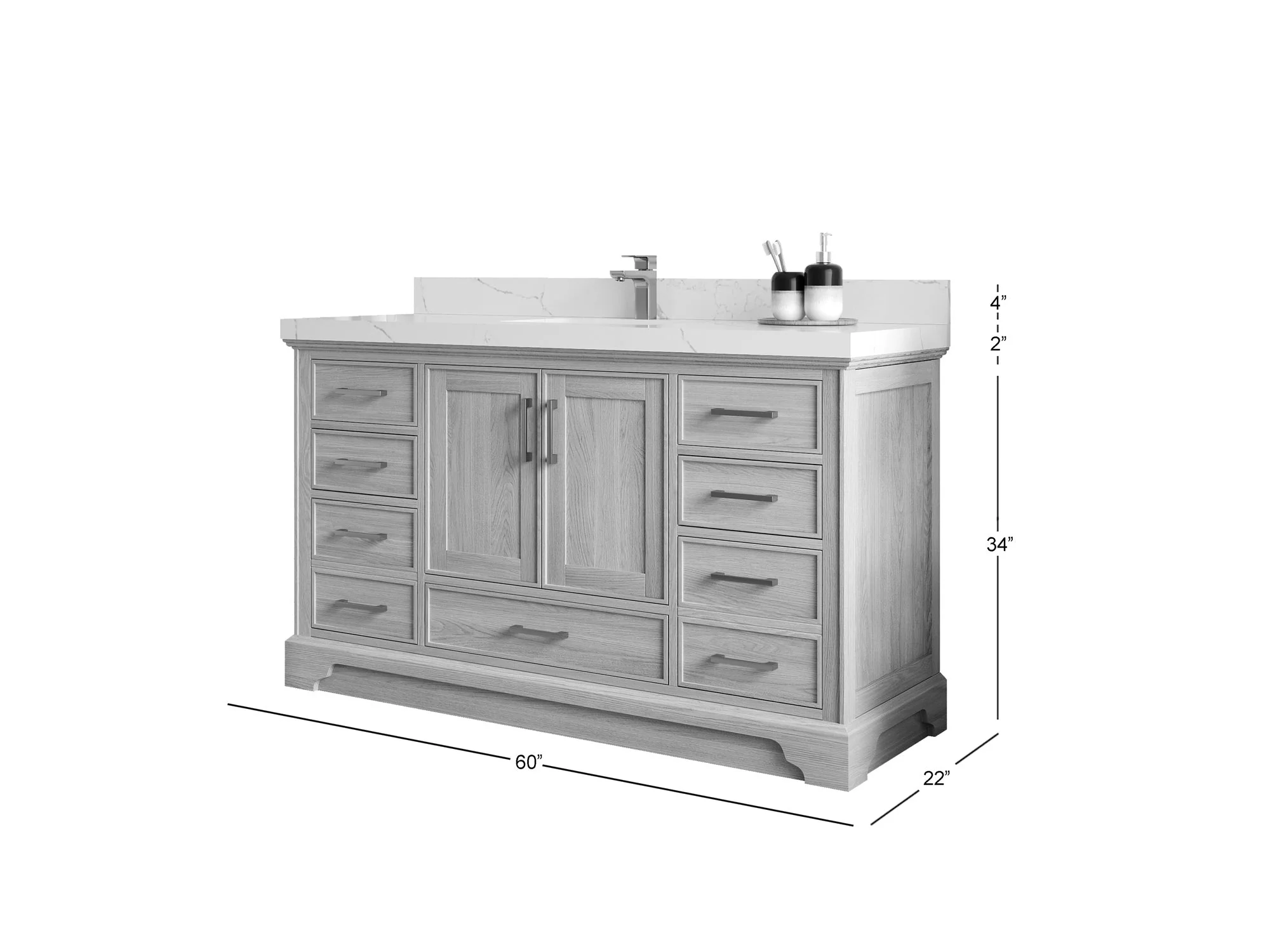 Charlotte White Oak 60 in. W x 22 in. D Single Sink Bathroom Vanity - Image 5