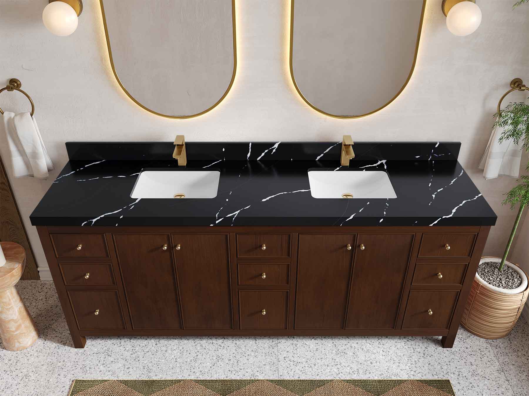 Chicago Teak 84 in. W x 22 in. D Double Sink Bathroom Vanity - Image 11