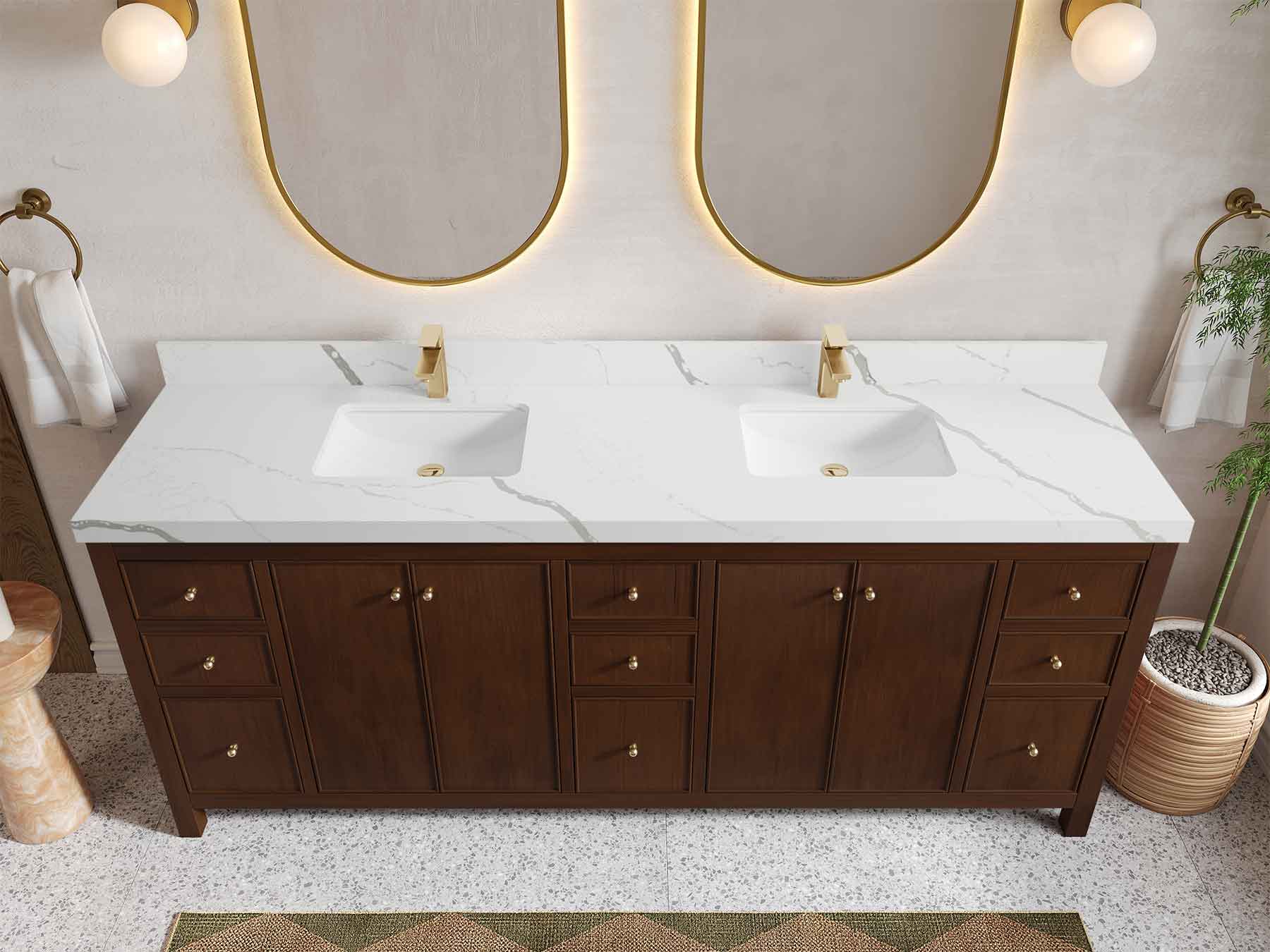 Chicago Teak 84 in. W x 22 in. D Double Sink Bathroom Vanity - Image 15