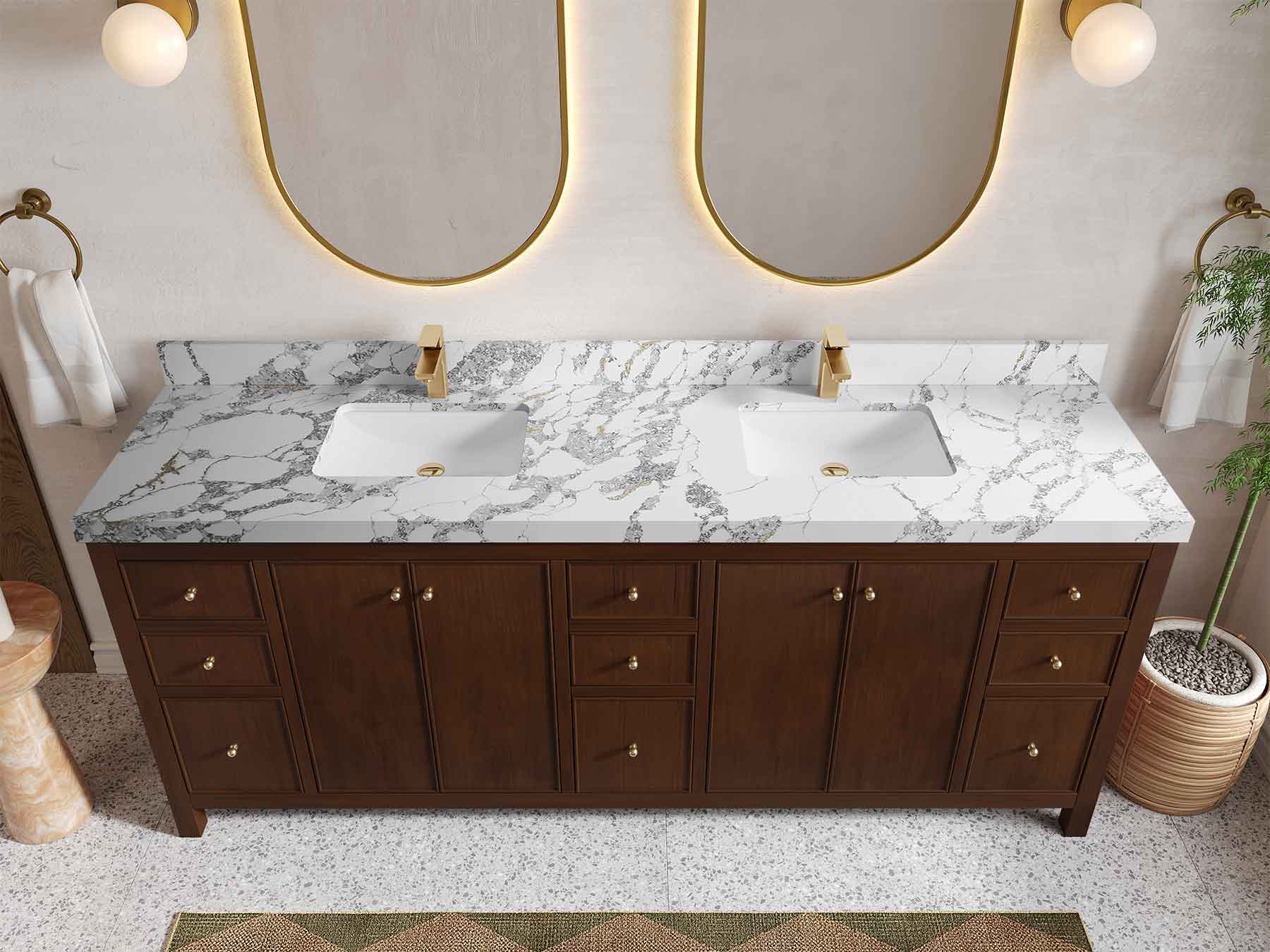 Chicago Teak 84 in. W x 22 in. D Double Sink Bathroom Vanity - Image 17