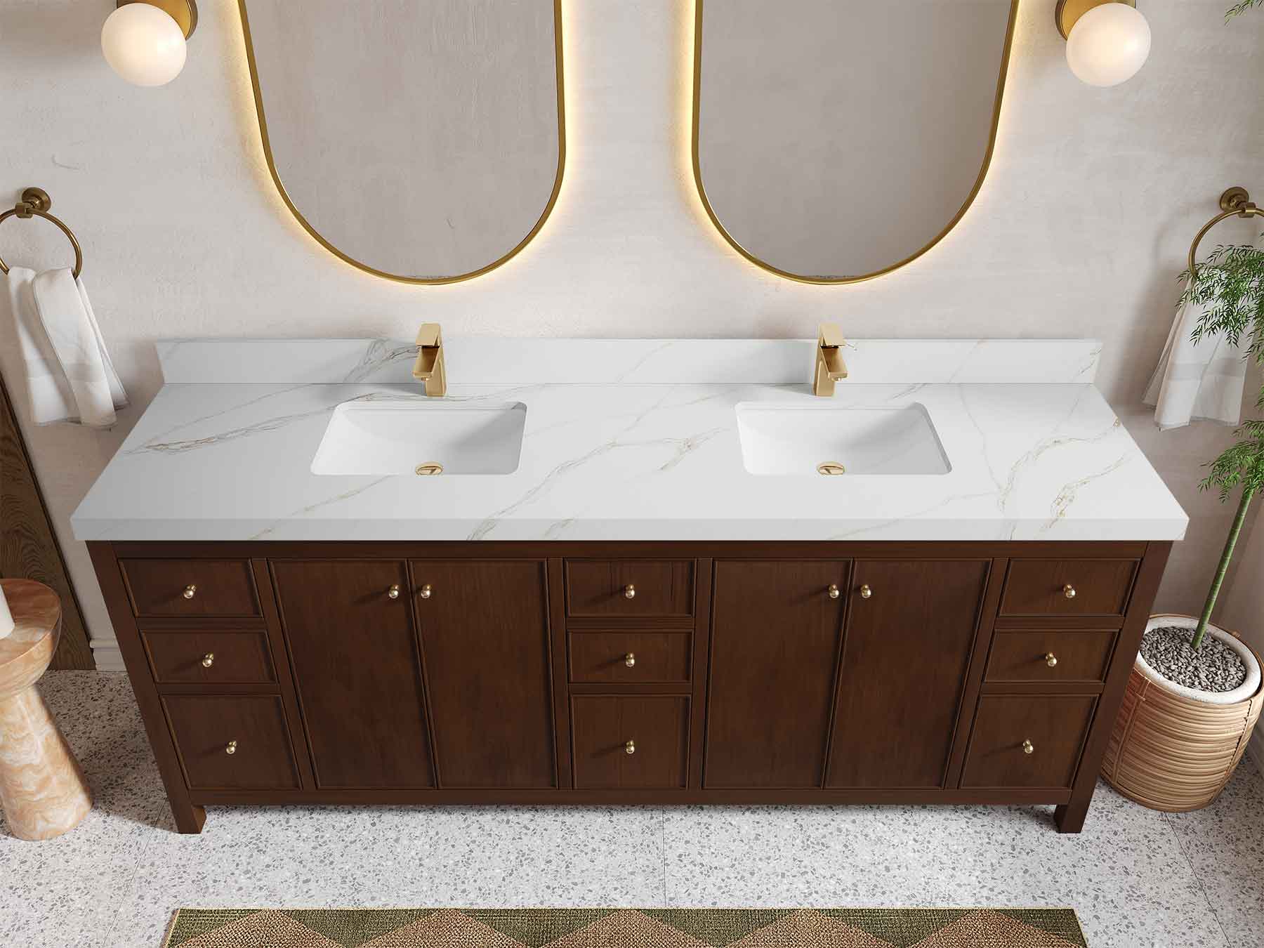Chicago Teak 84 in. W x 22 in. D Double Sink Bathroom Vanity - Image 19