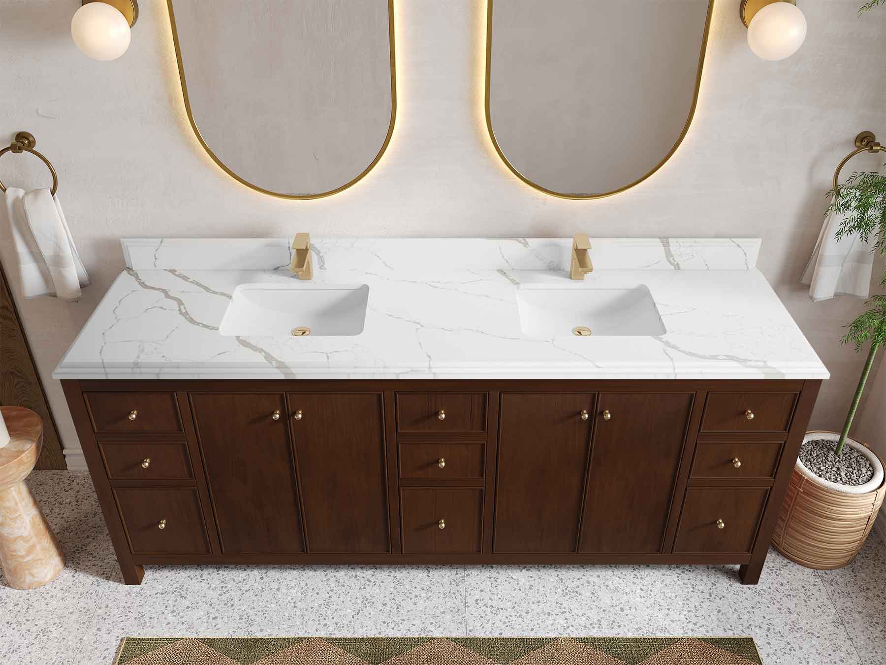 Chicago Teak 84 in. W x 22 in. D Double Sink Bathroom Vanity - Image 23