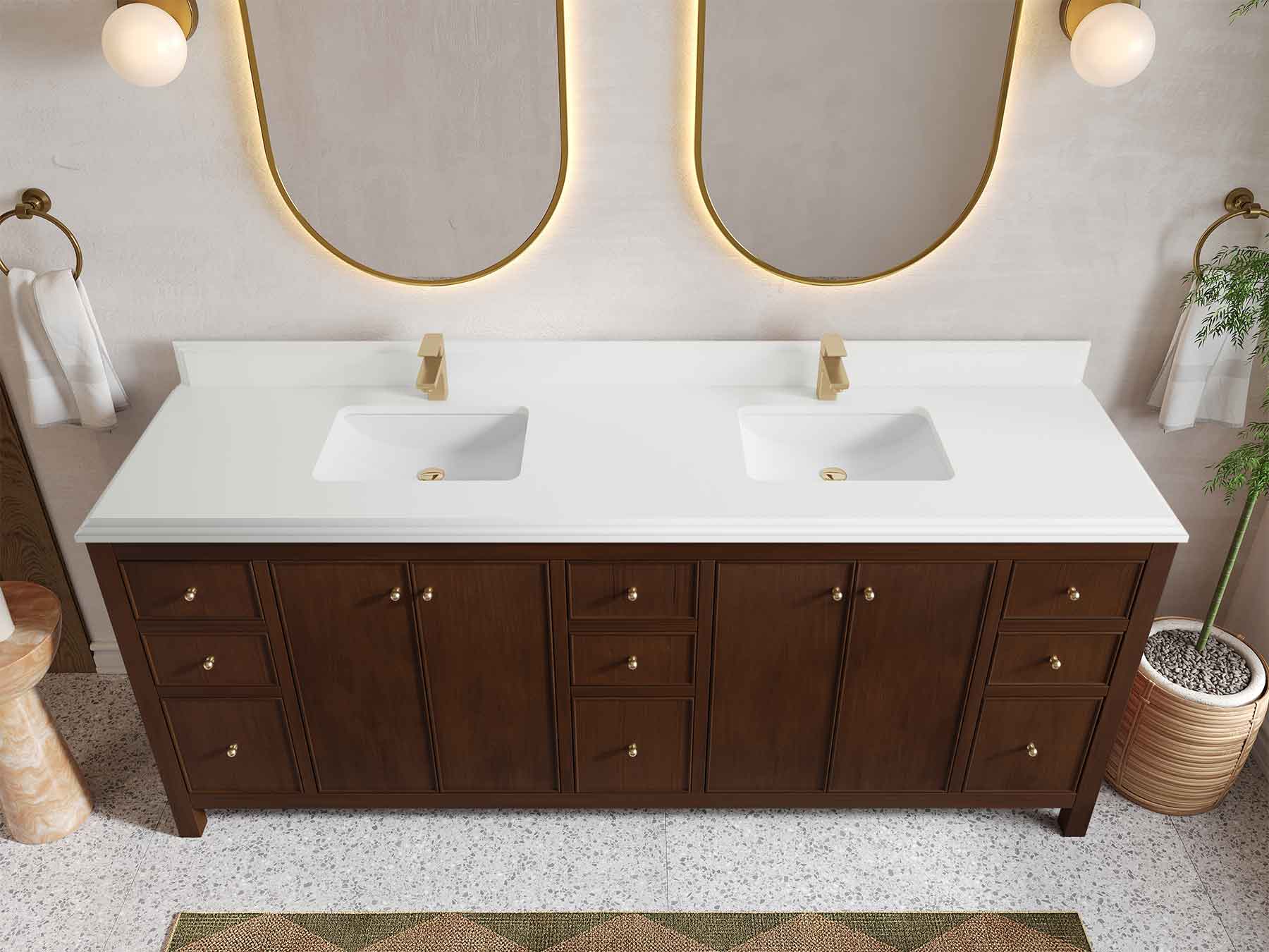 Chicago Teak 84 in. W x 22 in. D Double Sink Bathroom Vanity - Image 27