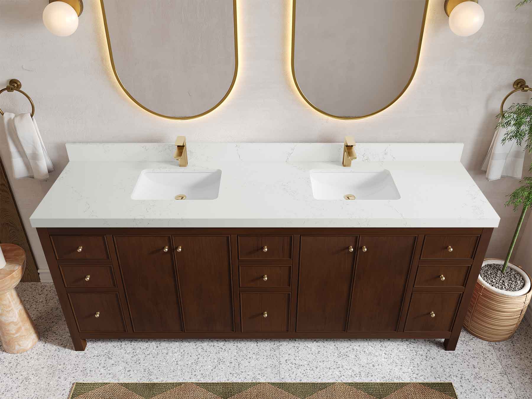 Chicago Teak 84 in. W x 22 in. D Double Sink Bathroom Vanity - Image 29