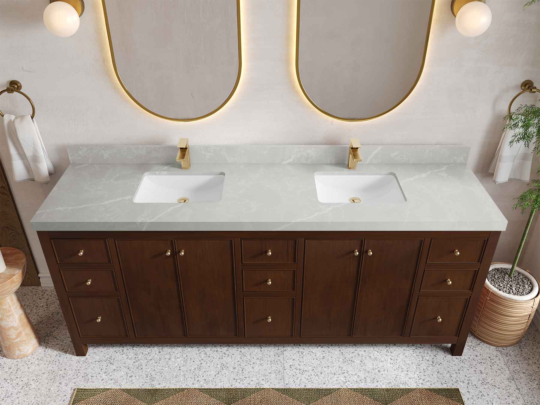 Chicago Teak 84 in. W x 22 in. D Double Sink Bathroom Vanity - Image 31