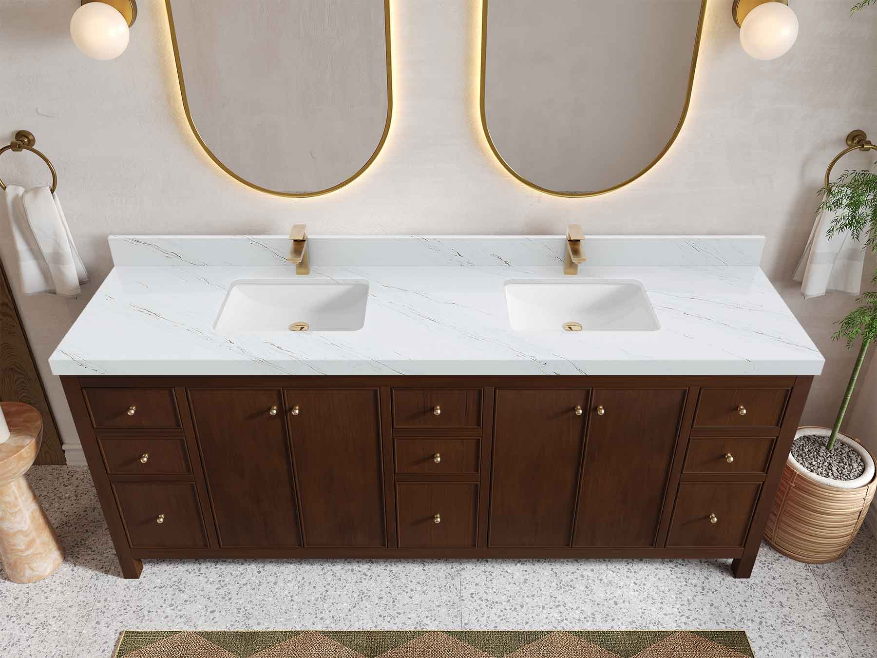 Chicago Teak 84 in. W x 22 in. D Double Sink Bathroom Vanity - Image 33