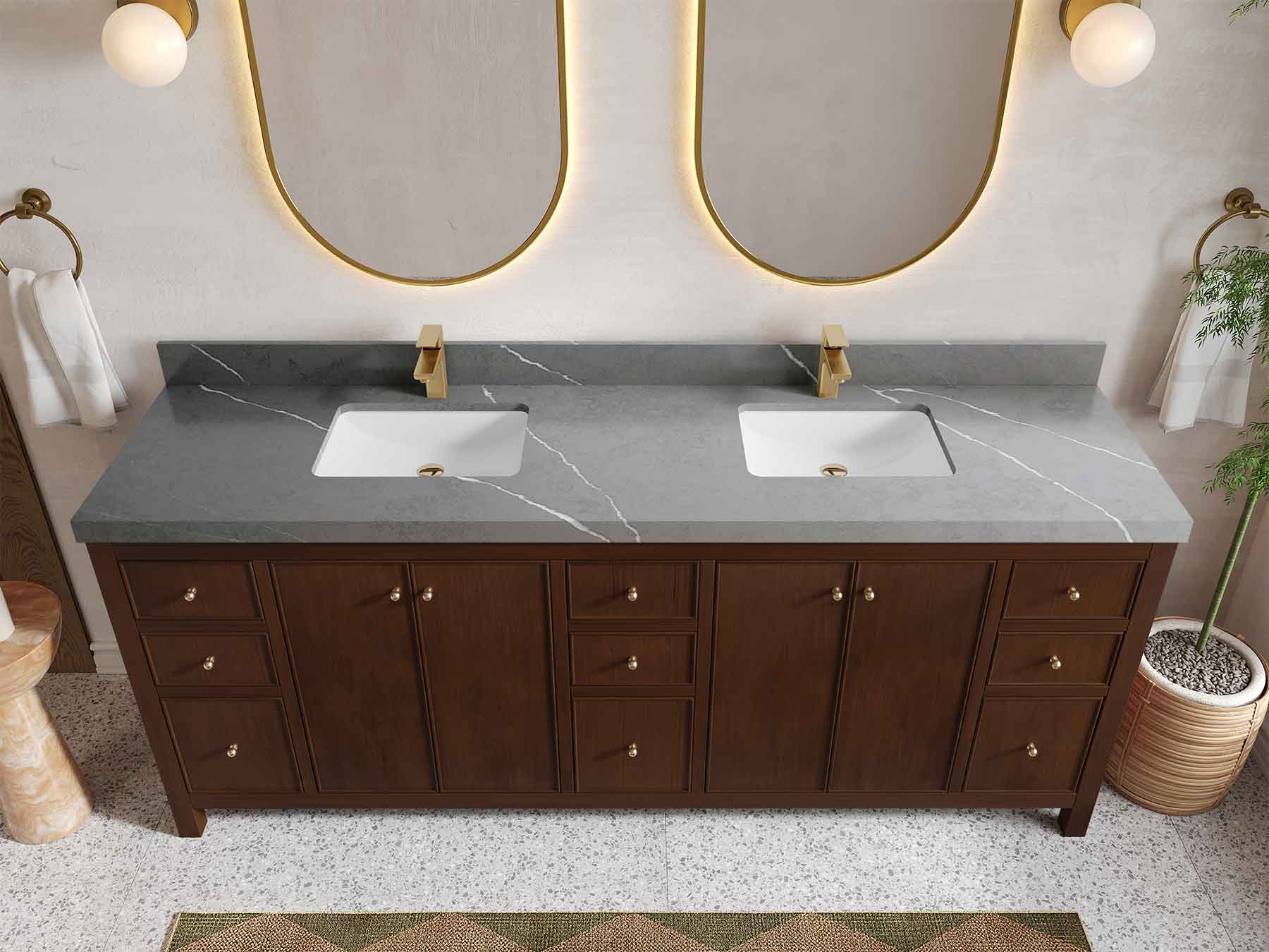Chicago Teak 84 in. W x 22 in. D Double Sink Bathroom Vanity - Image 35