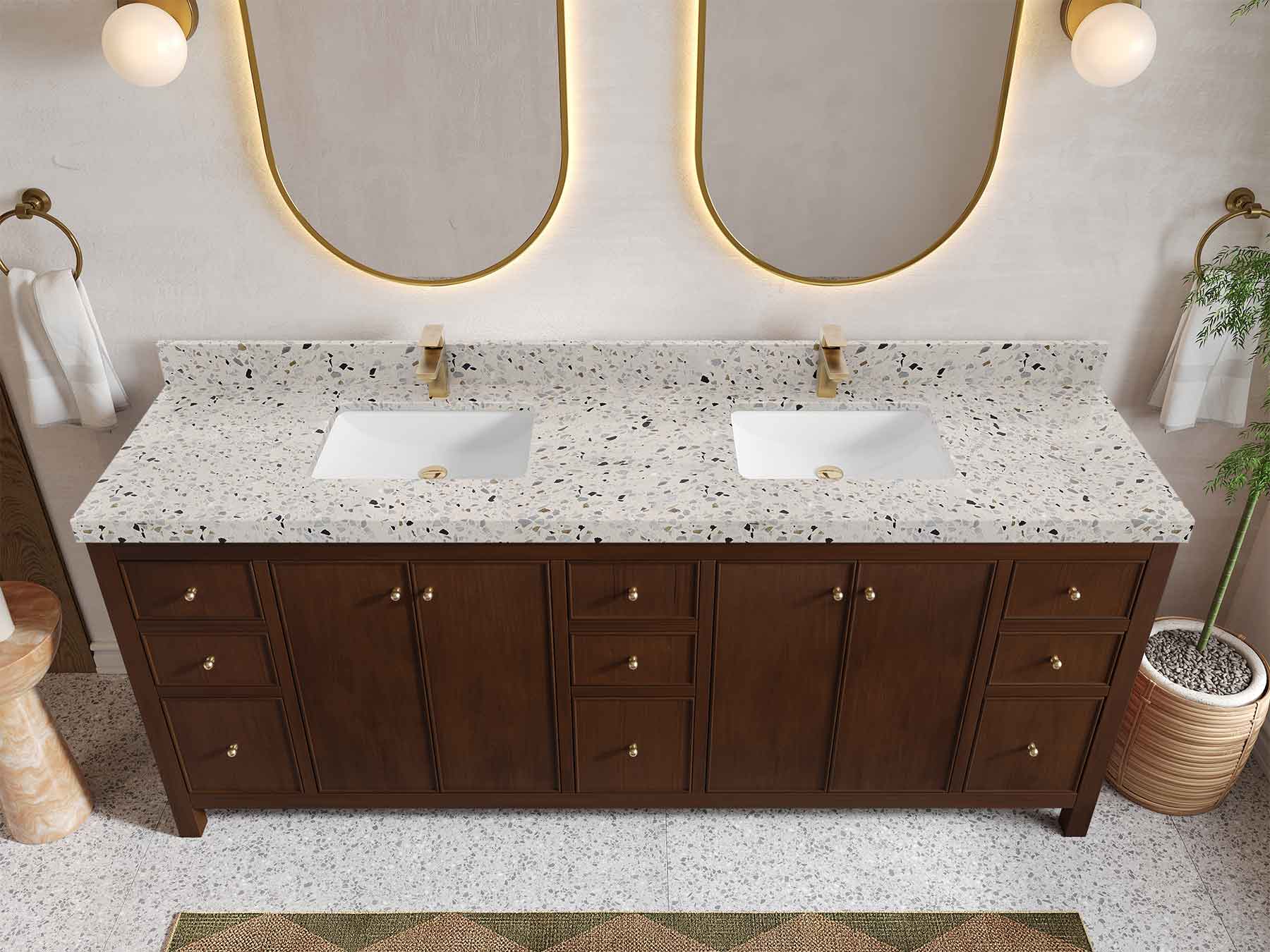 Chicago Teak 84 in. W x 22 in. D Double Sink Bathroom Vanity - Image 37
