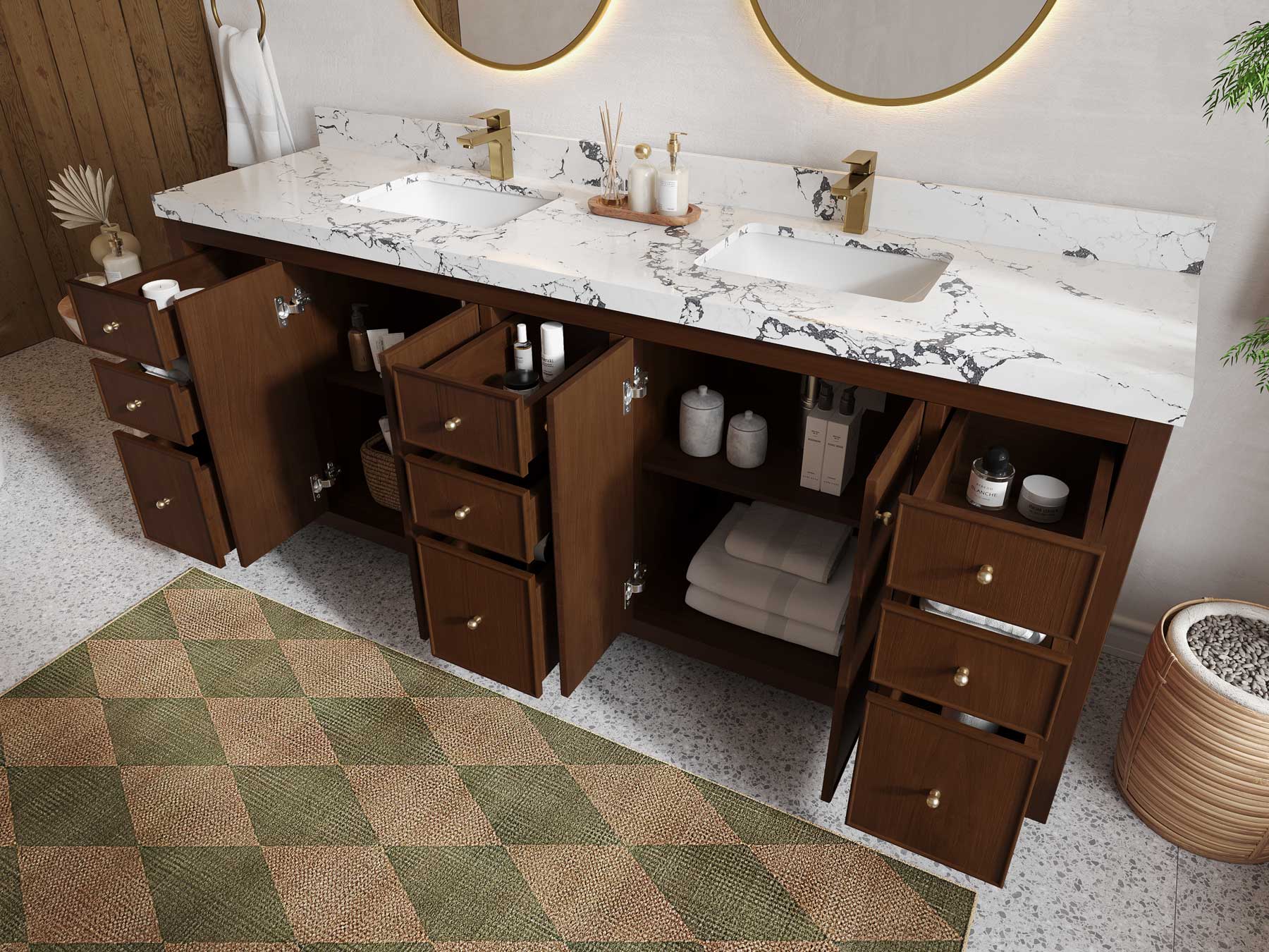Chicago Teak 84 in. W x 22 in. D Double Sink Bathroom Vanity - Image 4