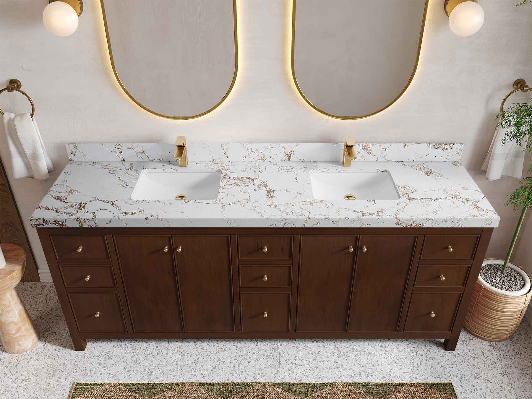 Chicago Teak 84 in. W x 22 in. D Double Sink Bathroom Vanity - Image 41