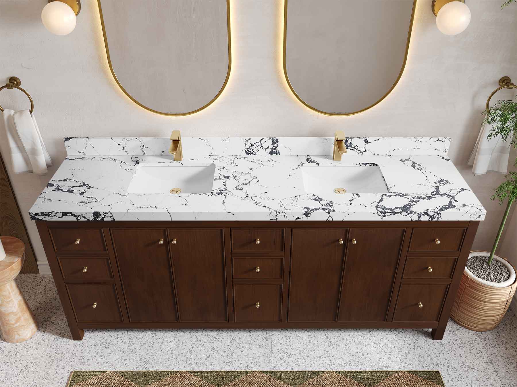 Chicago Teak 84 in. W x 22 in. D Double Sink Bathroom Vanity - Image 43