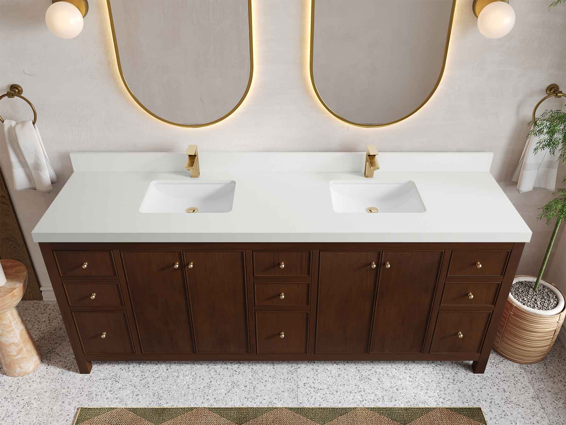 Chicago Teak 84 in. W x 22 in. D Double Sink Bathroom Vanity - Image 47