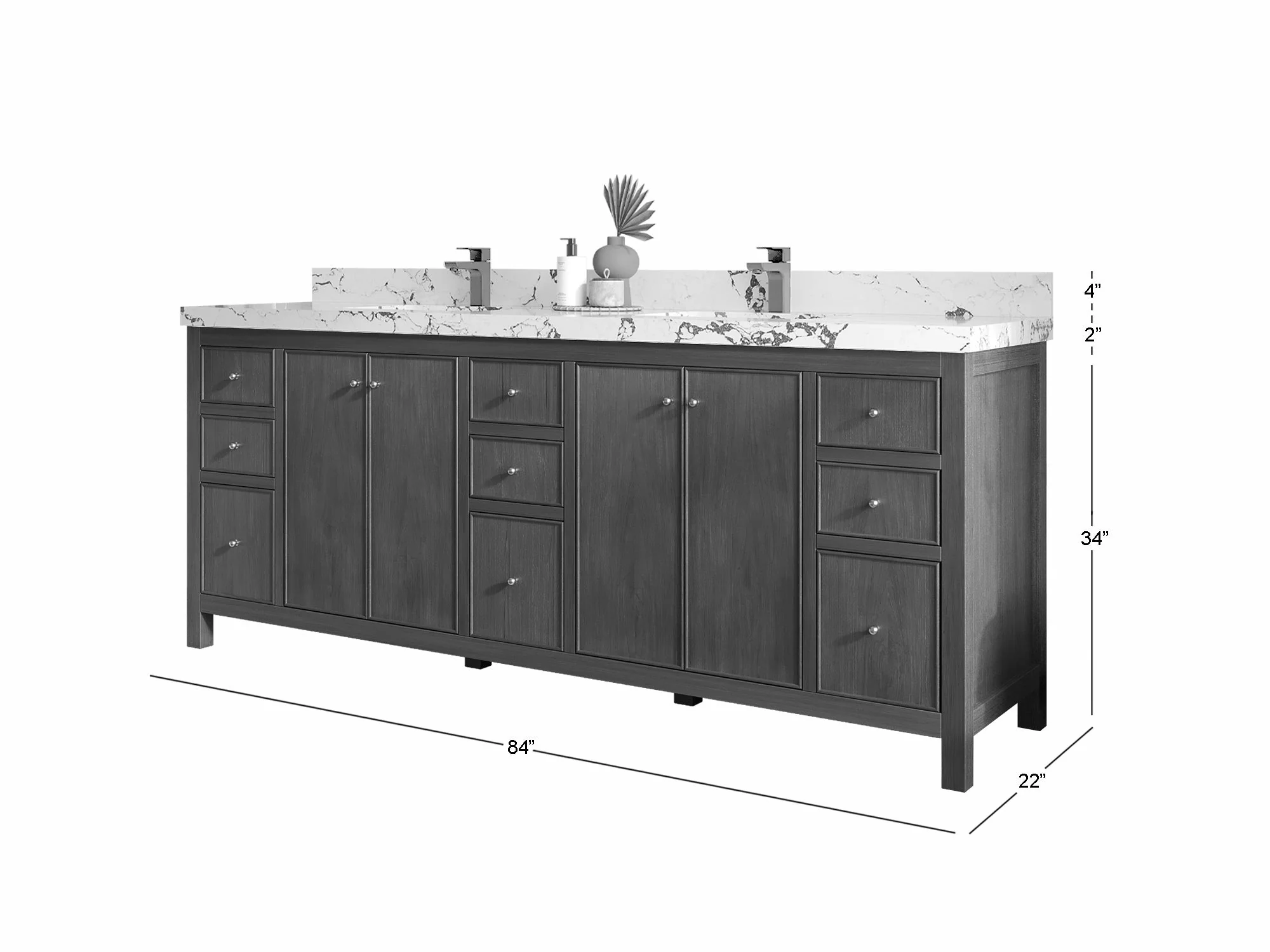 Chicago Teak 84 in. W x 22 in. D Double Sink Bathroom Vanity - Image 5