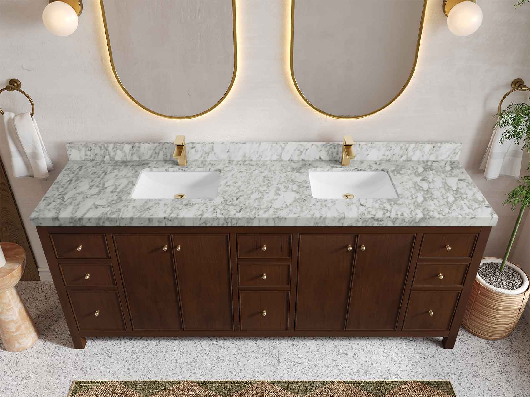 Chicago Teak 84 in. W x 22 in. D Double Sink Bathroom Vanity - Image 7
